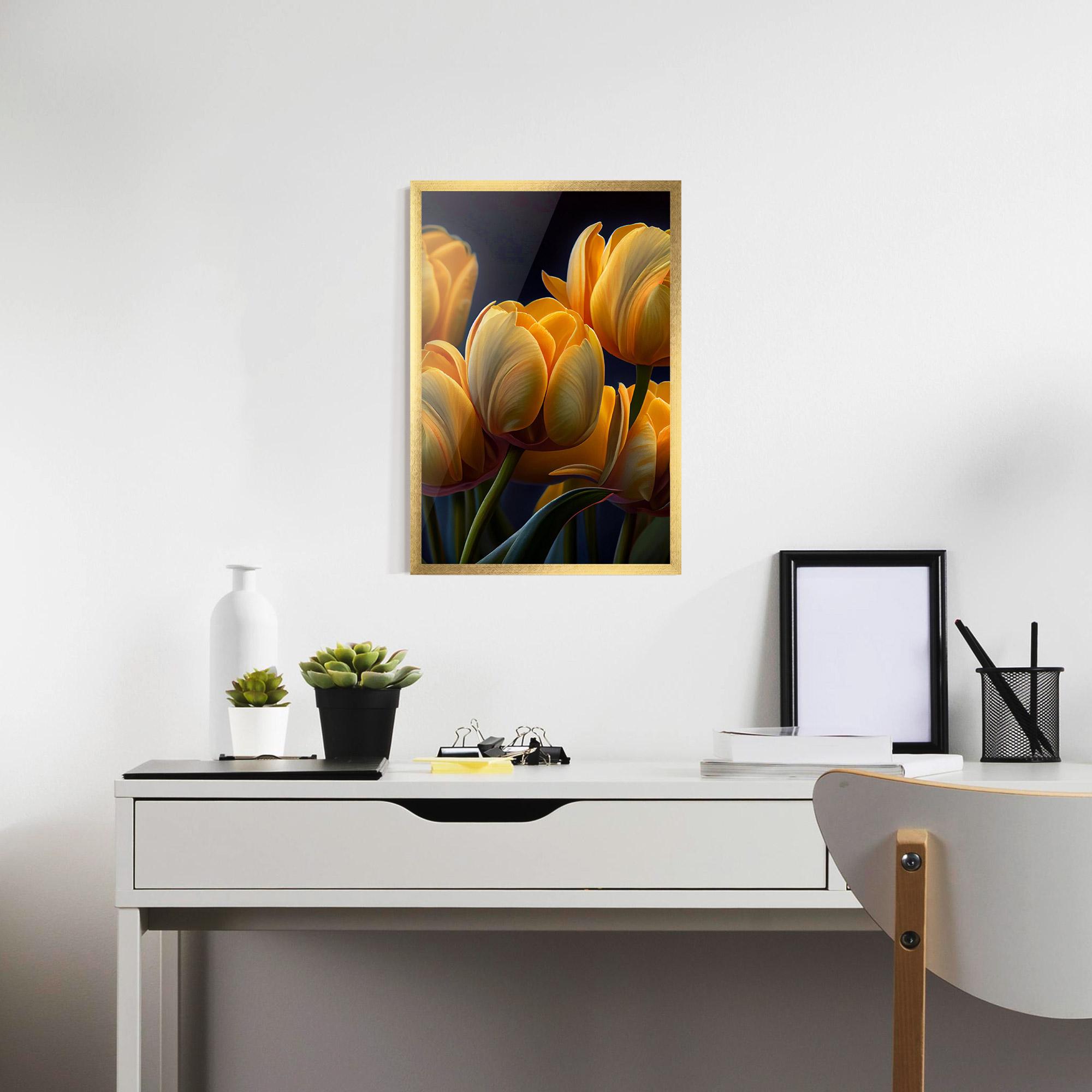 Gerahmte Poster Pretty Yellow Tulips mockup 7