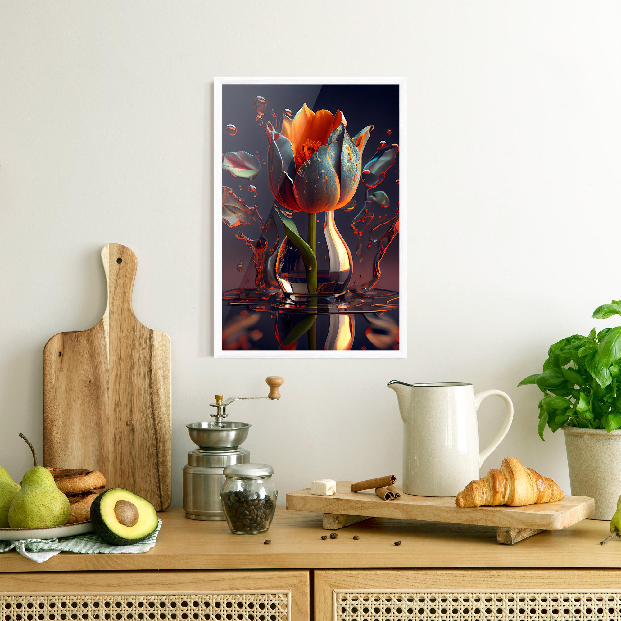 Gerahmte Poster Black Tulip In Vase mockup 8