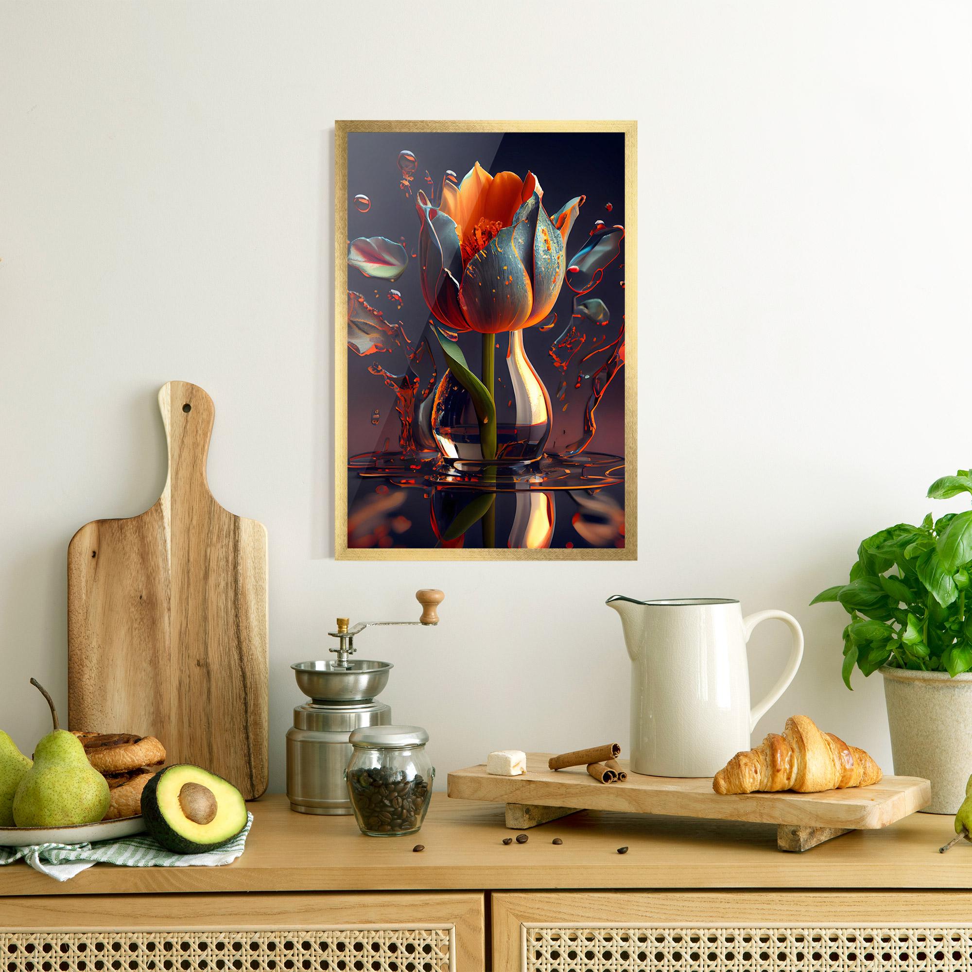 Gerahmte Poster Black Tulip In Vase mockup 8
