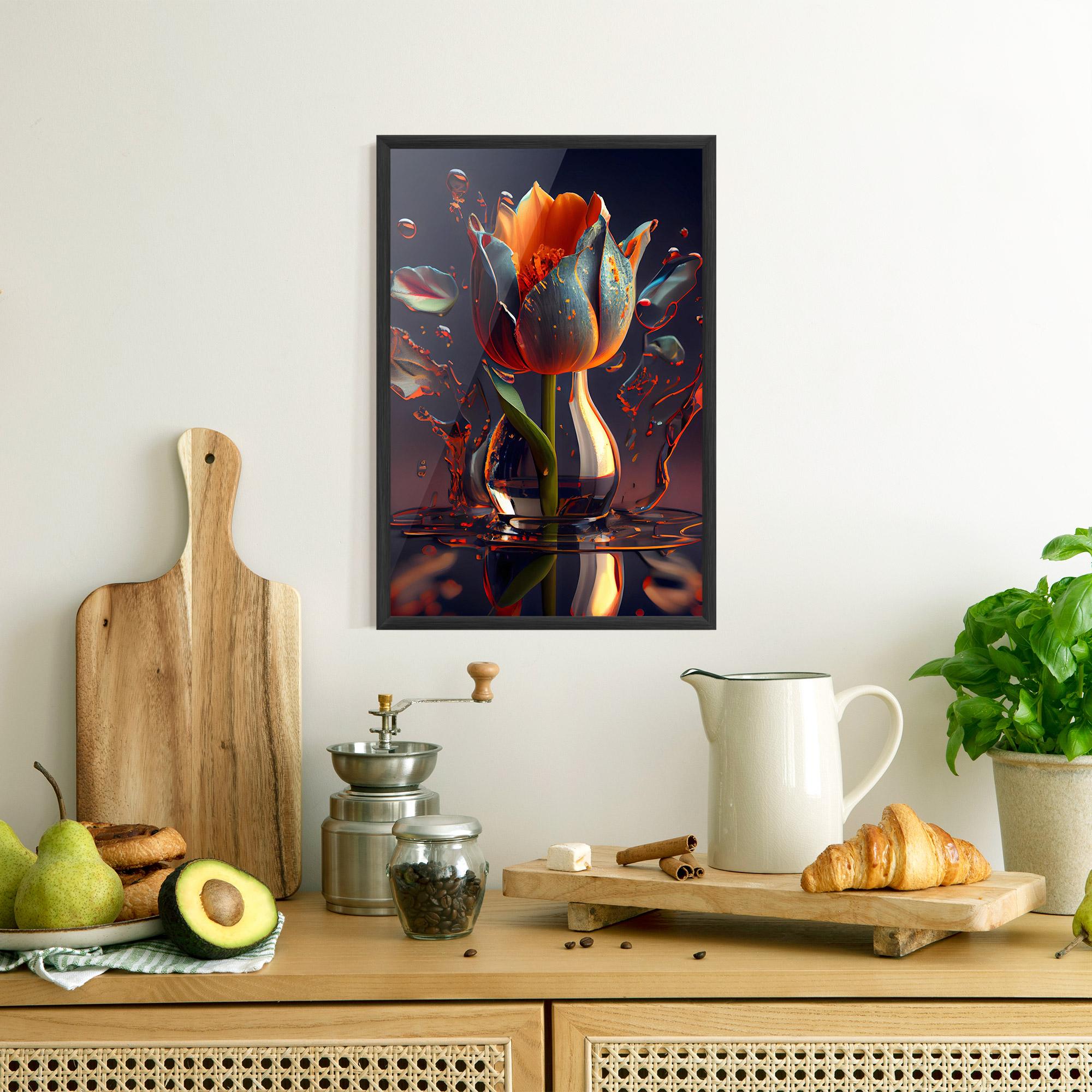 Gerahmte Poster Black Tulip In Vase mockup 8