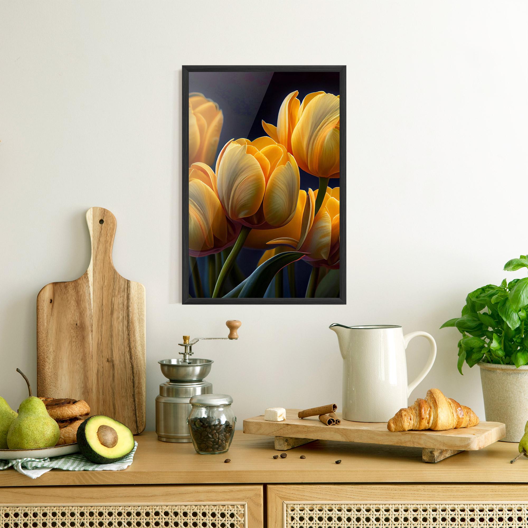 Gerahmte Poster Pretty Yellow Tulips mockup 8