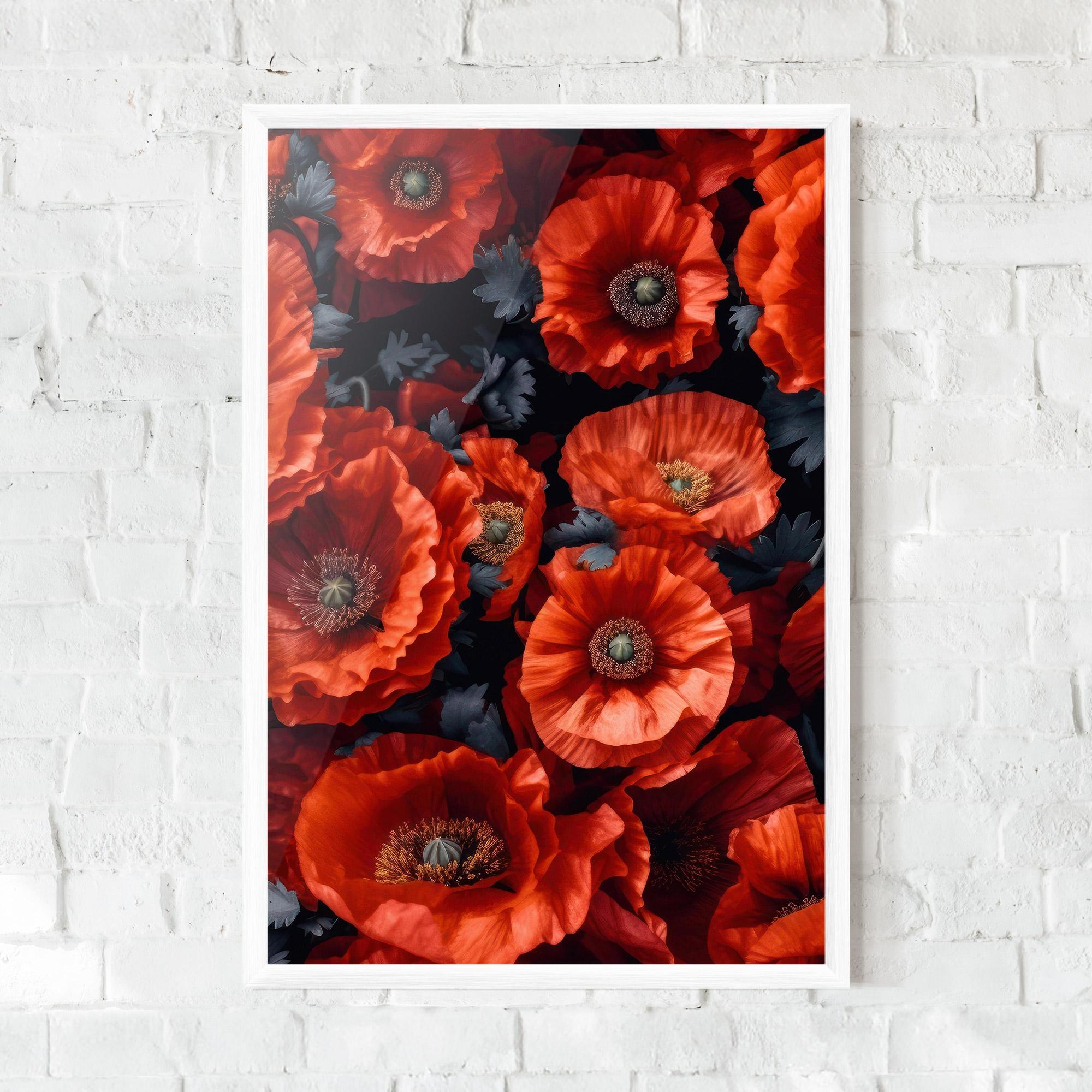 Gerahmte Poster Black Red Poppies mockup 0