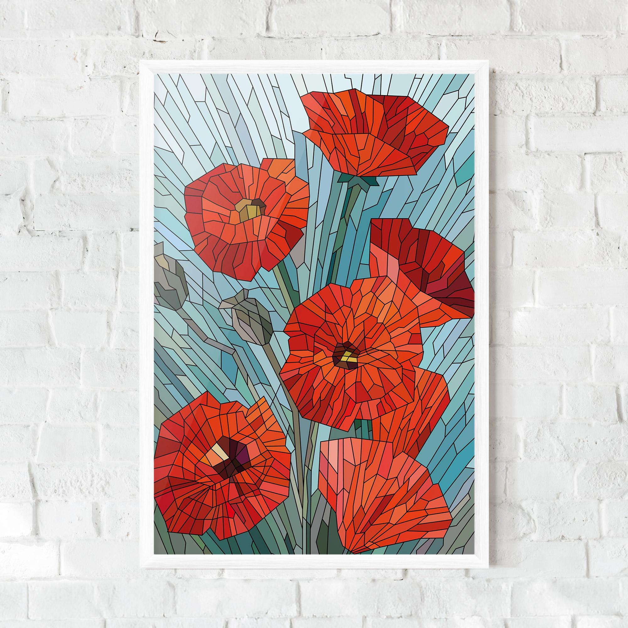 Gerahmte Poster Blue Glass Poppy mockup 0