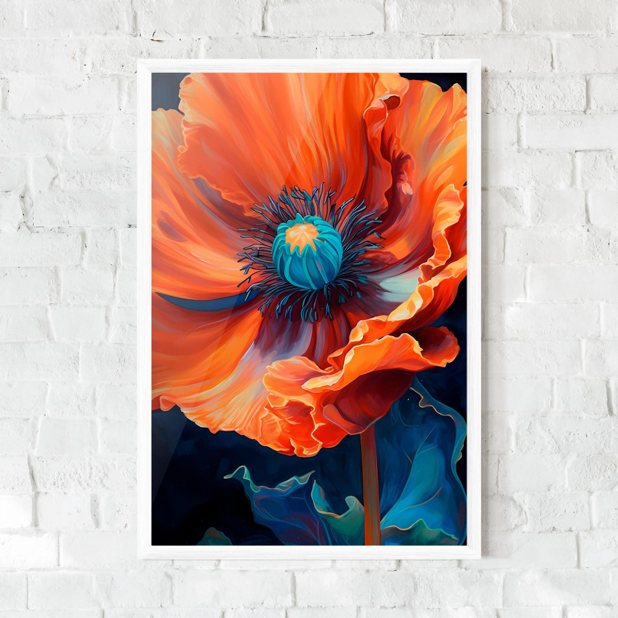 Gerahmte Poster Orange Blue Poppy mockup 0