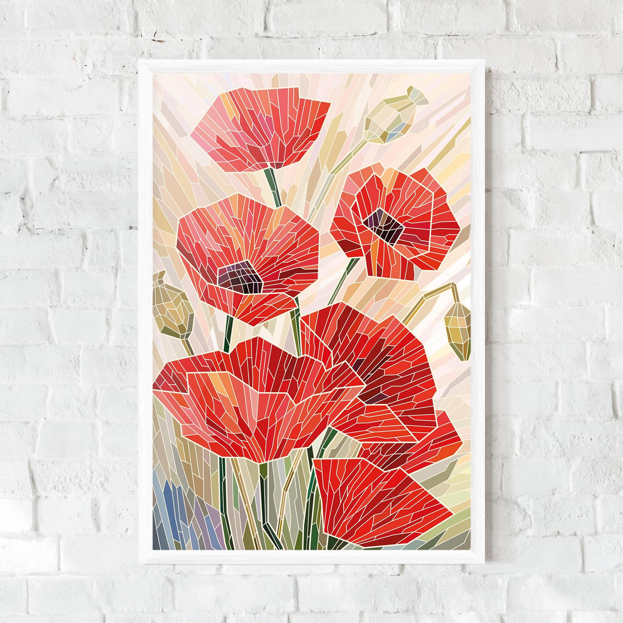 Gerahmte Poster Poppy Stained Glass mockup 0
