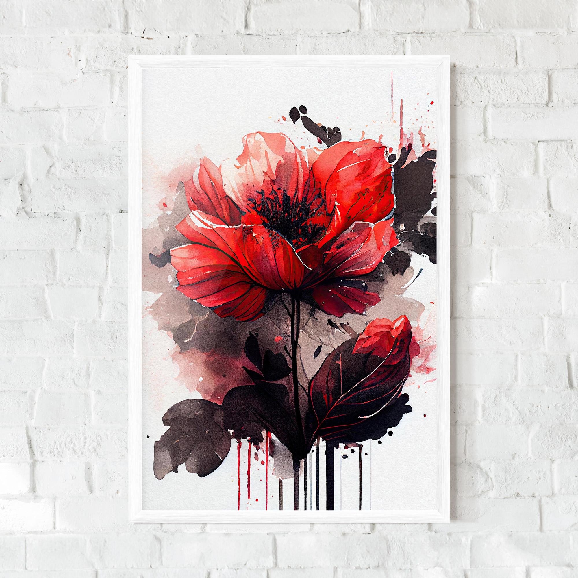 Gerahmte Poster Watercolor Poppy mockup 0