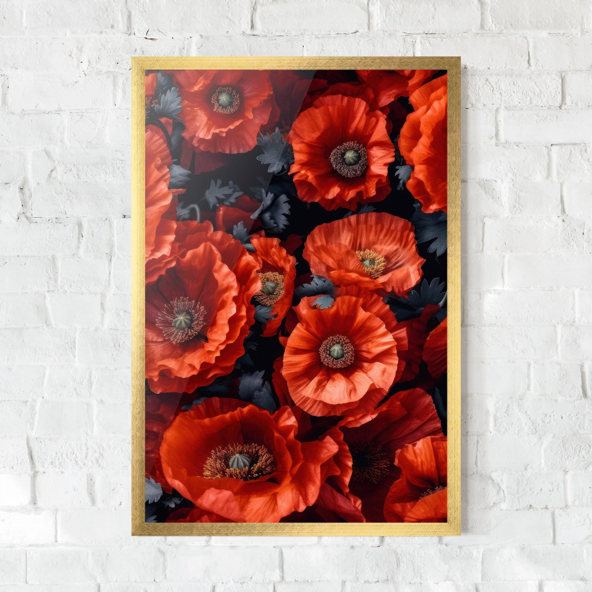 Gerahmte Poster Black Red Poppies mockup 0
