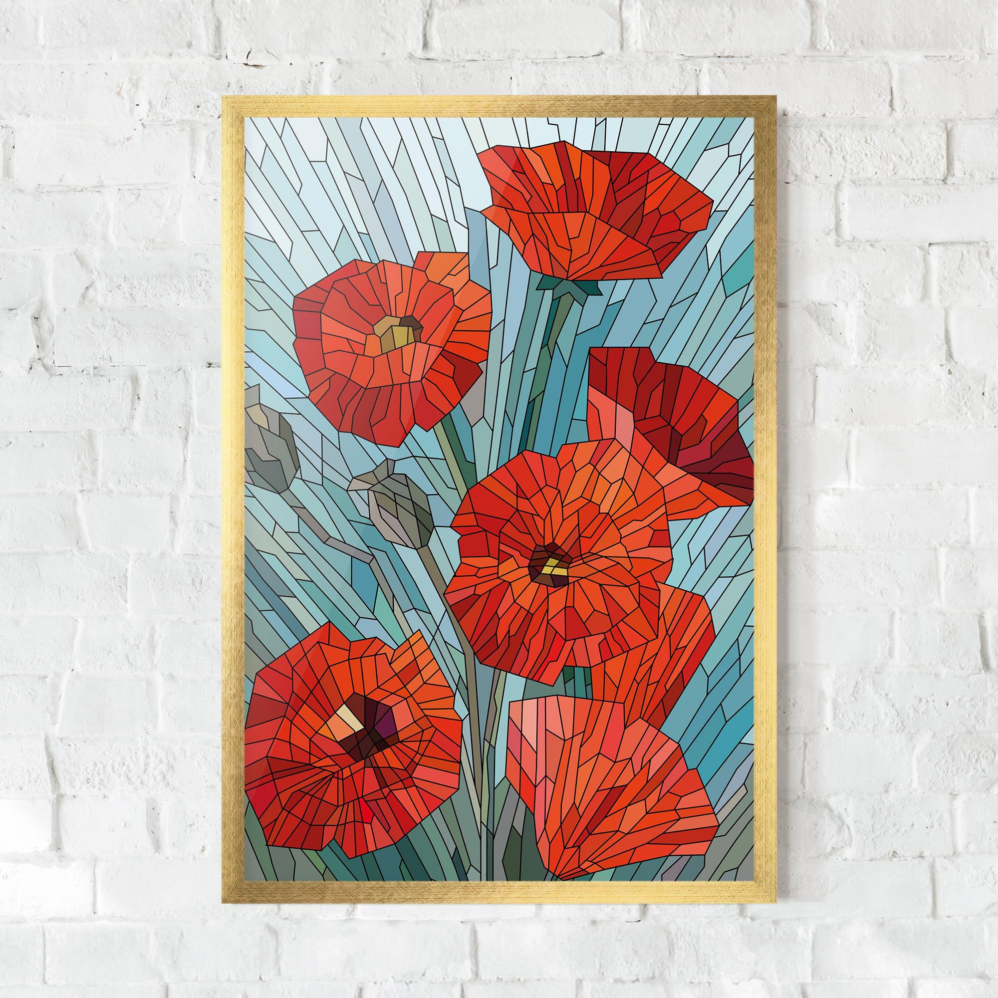 Gerahmte Poster Blue Glass Poppy mockup 0