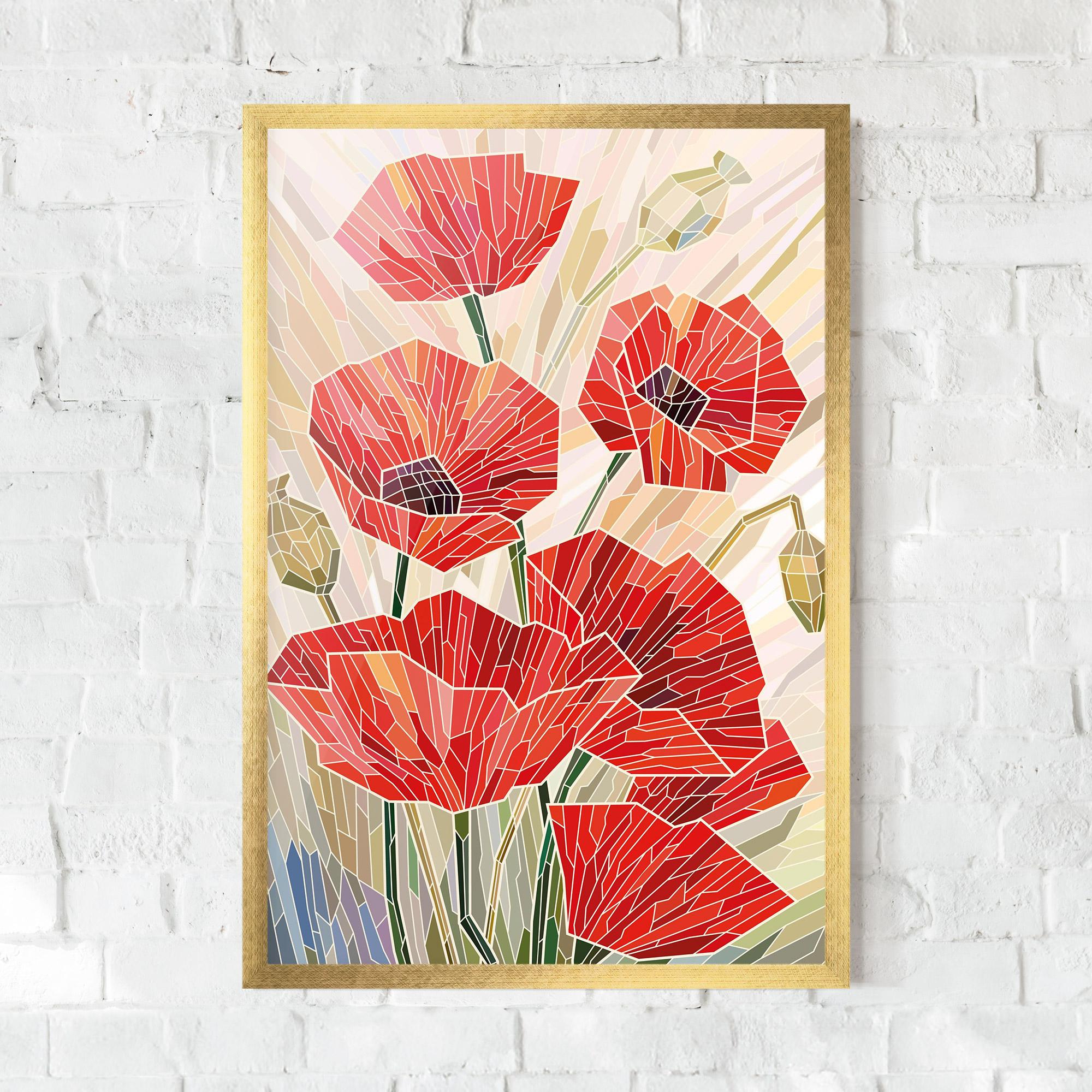 Gerahmte Poster Poppy Stained Glass mockup 0