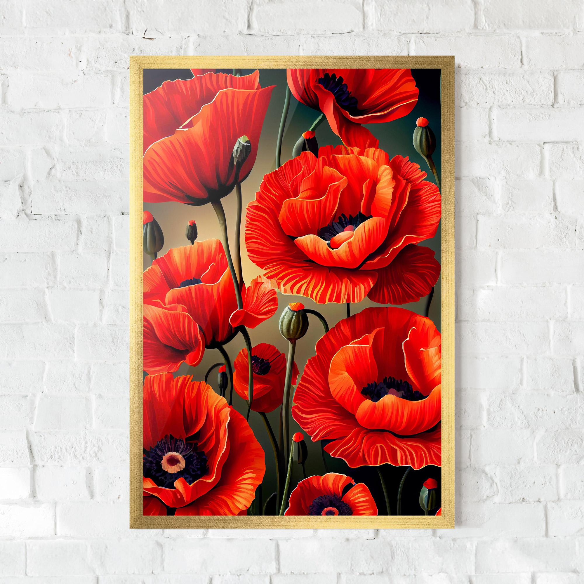 Gerahmte Poster Pretty Poppy On Green mockup 0