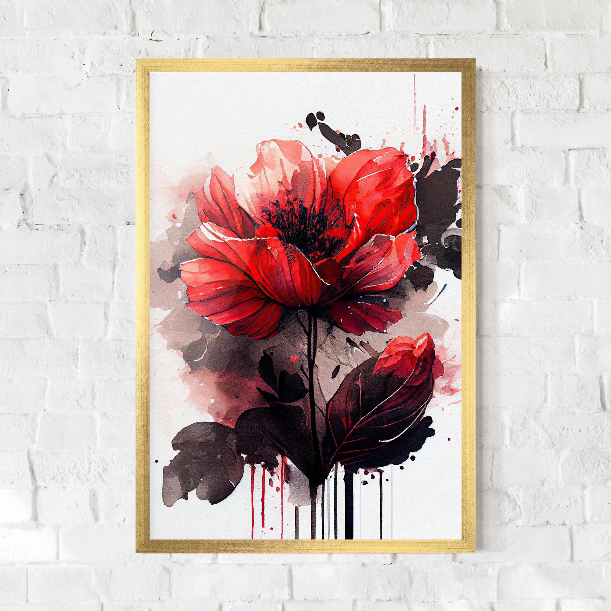 Gerahmte Poster Watercolor Poppy mockup 0