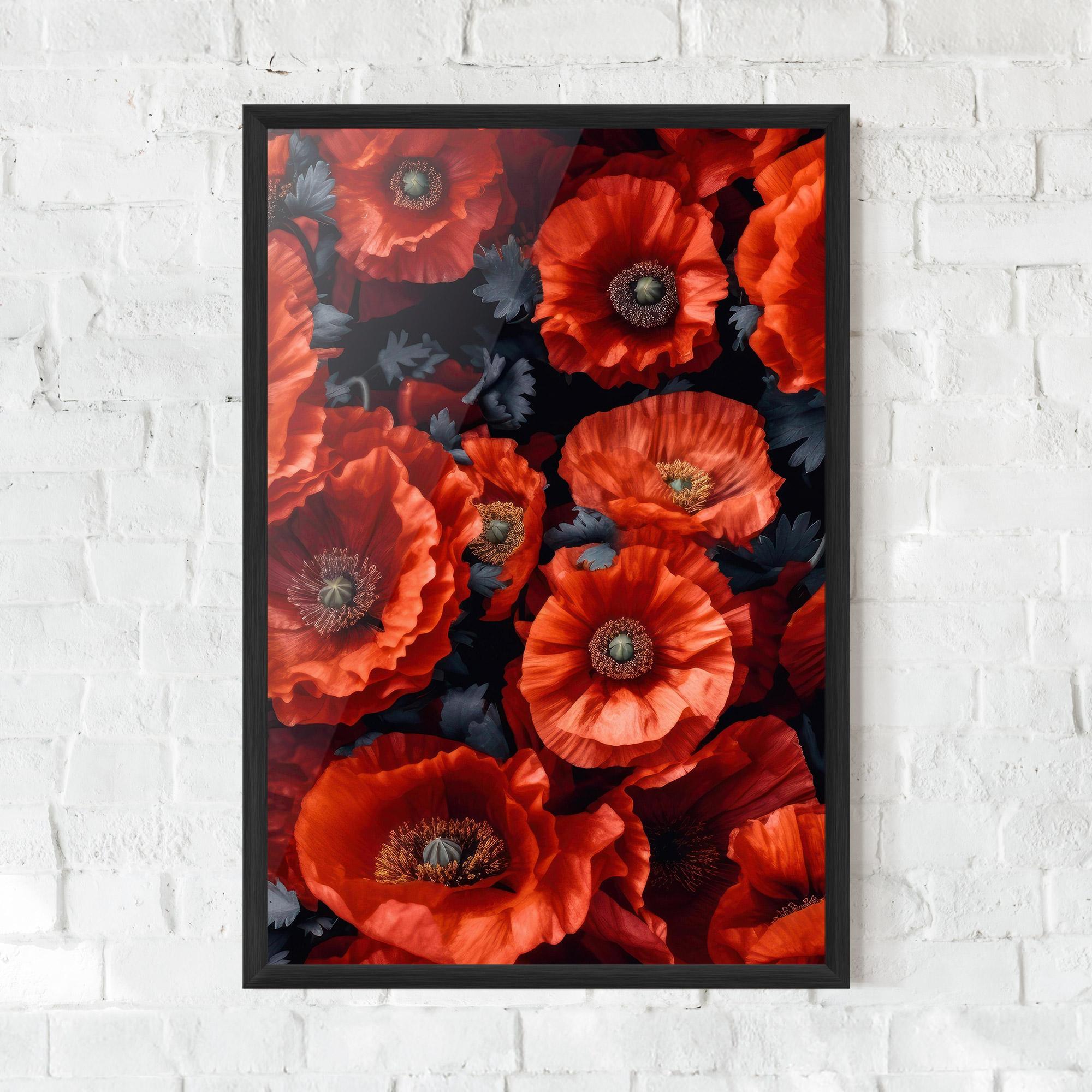 Gerahmte Poster Black Red Poppies mockup 0