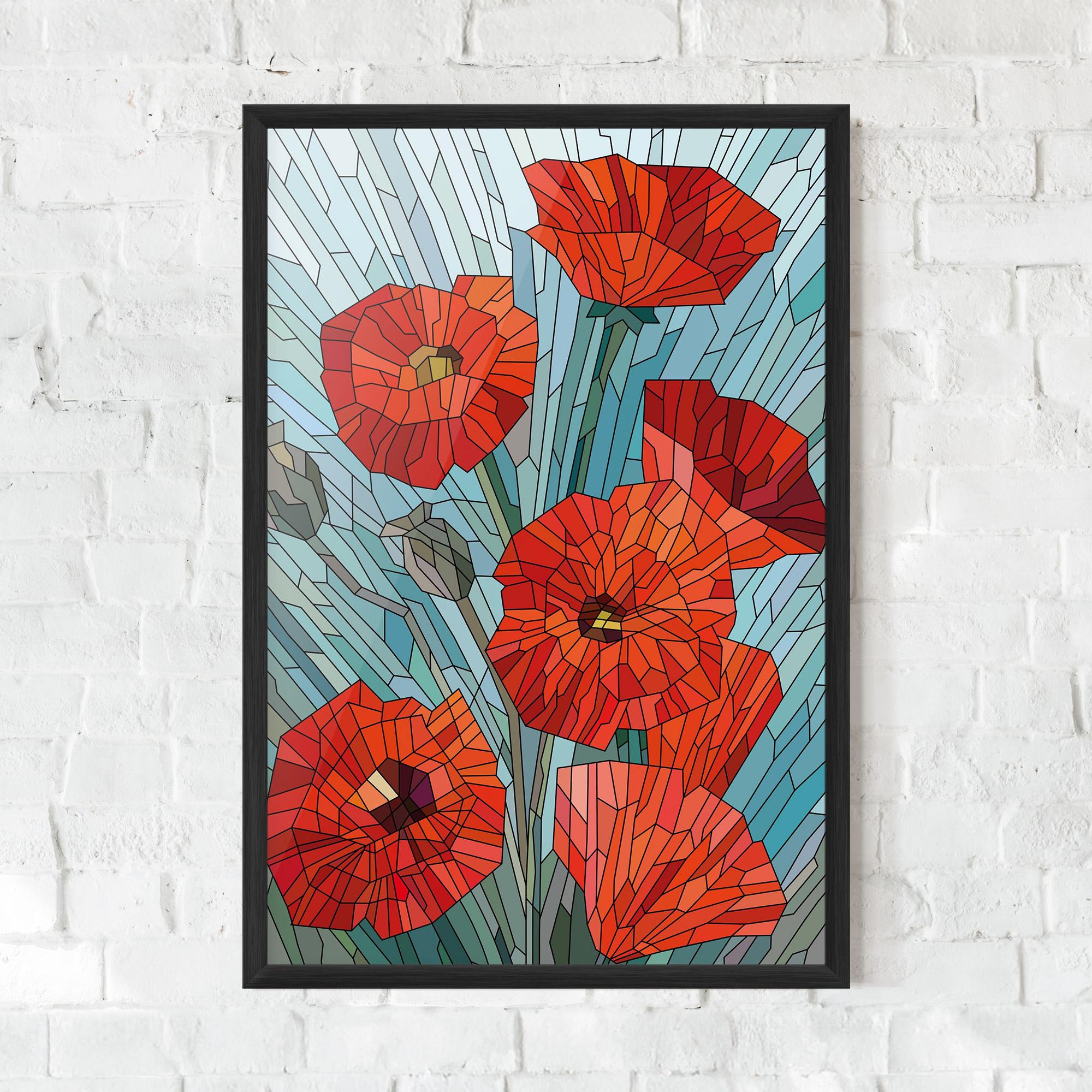 Gerahmte Poster Blue Glass Poppy mockup 0