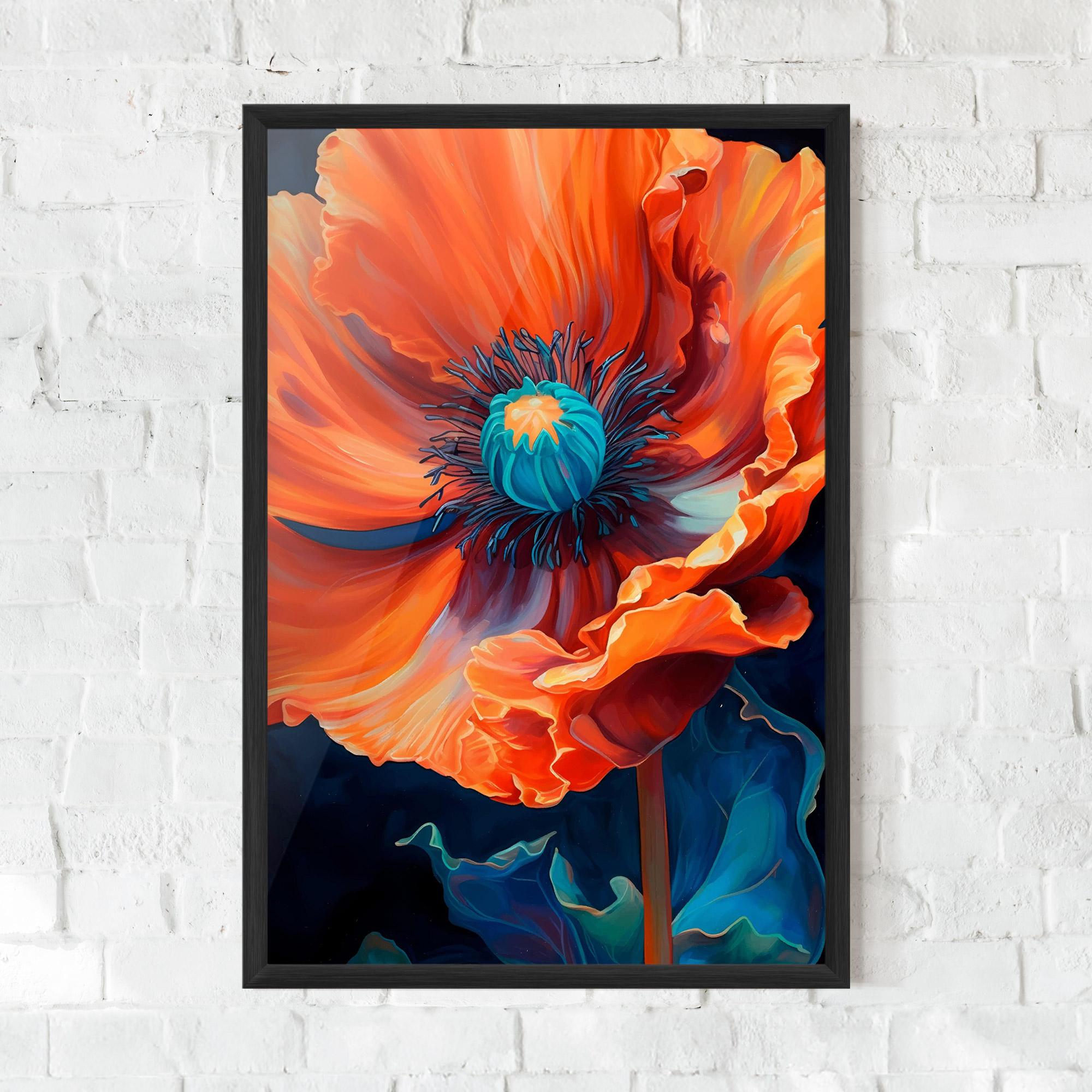 Gerahmte Poster Orange Blue Poppy mockup 0