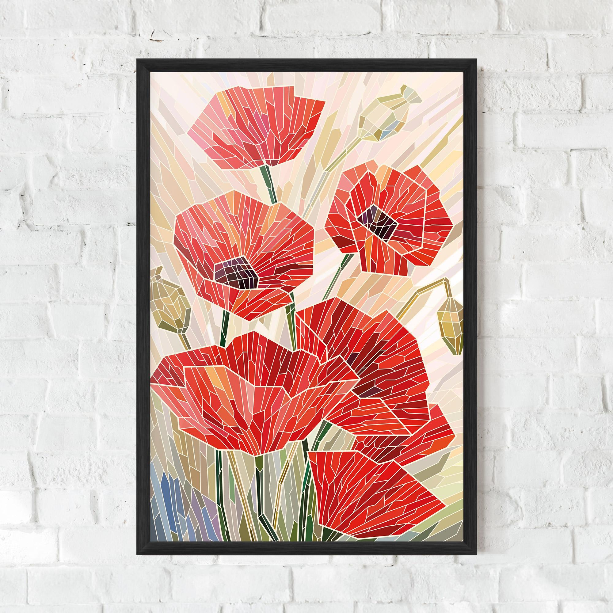 Gerahmte Poster Poppy Stained Glass mockup 0