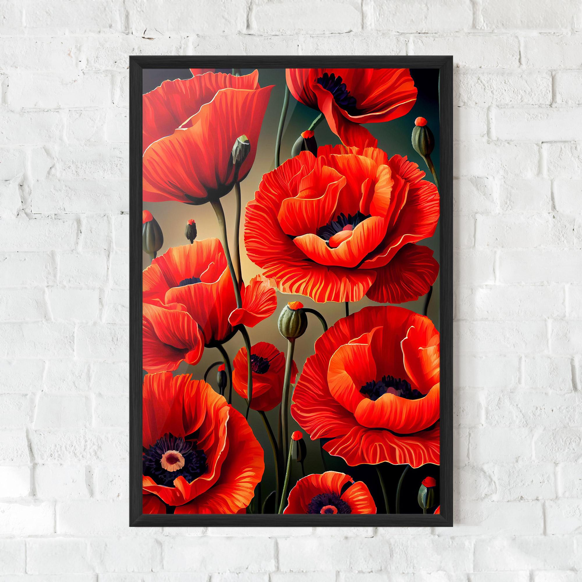 Gerahmte Poster Pretty Poppy On Green mockup 0