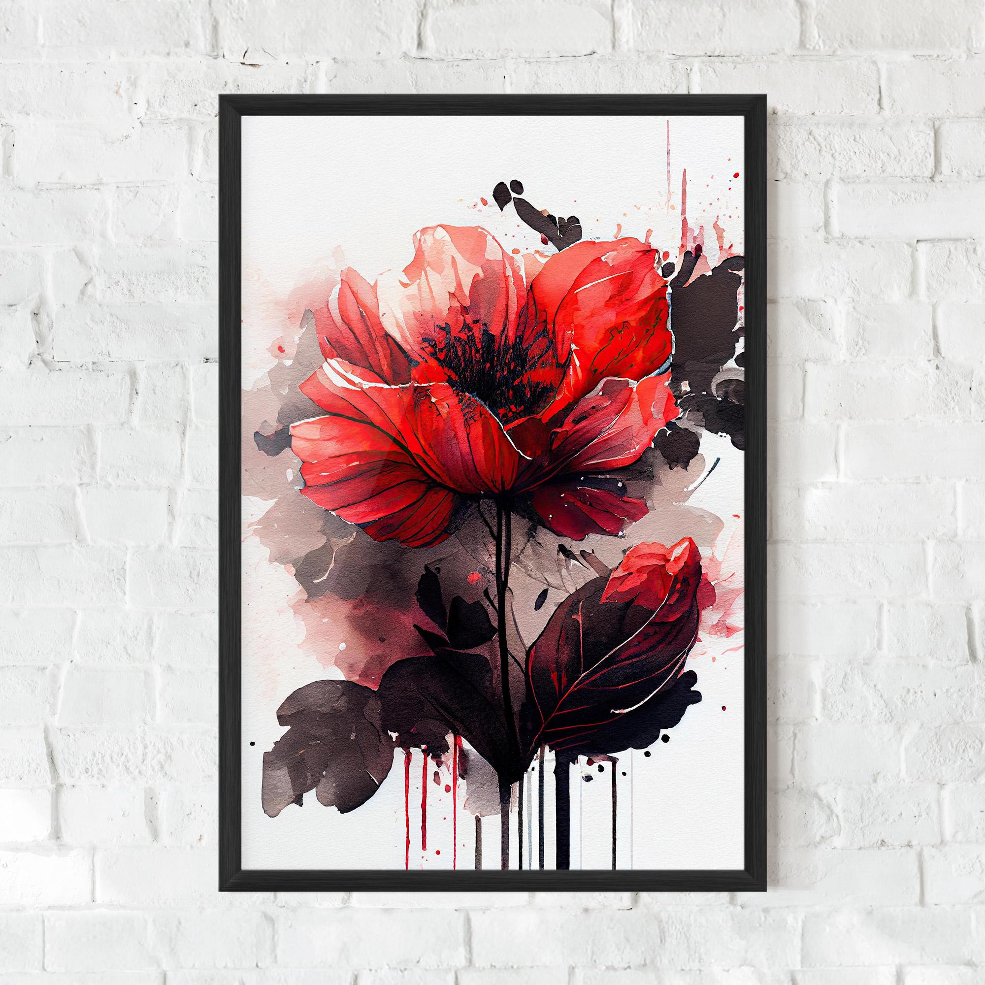 Gerahmte Poster Watercolor Poppy mockup 0