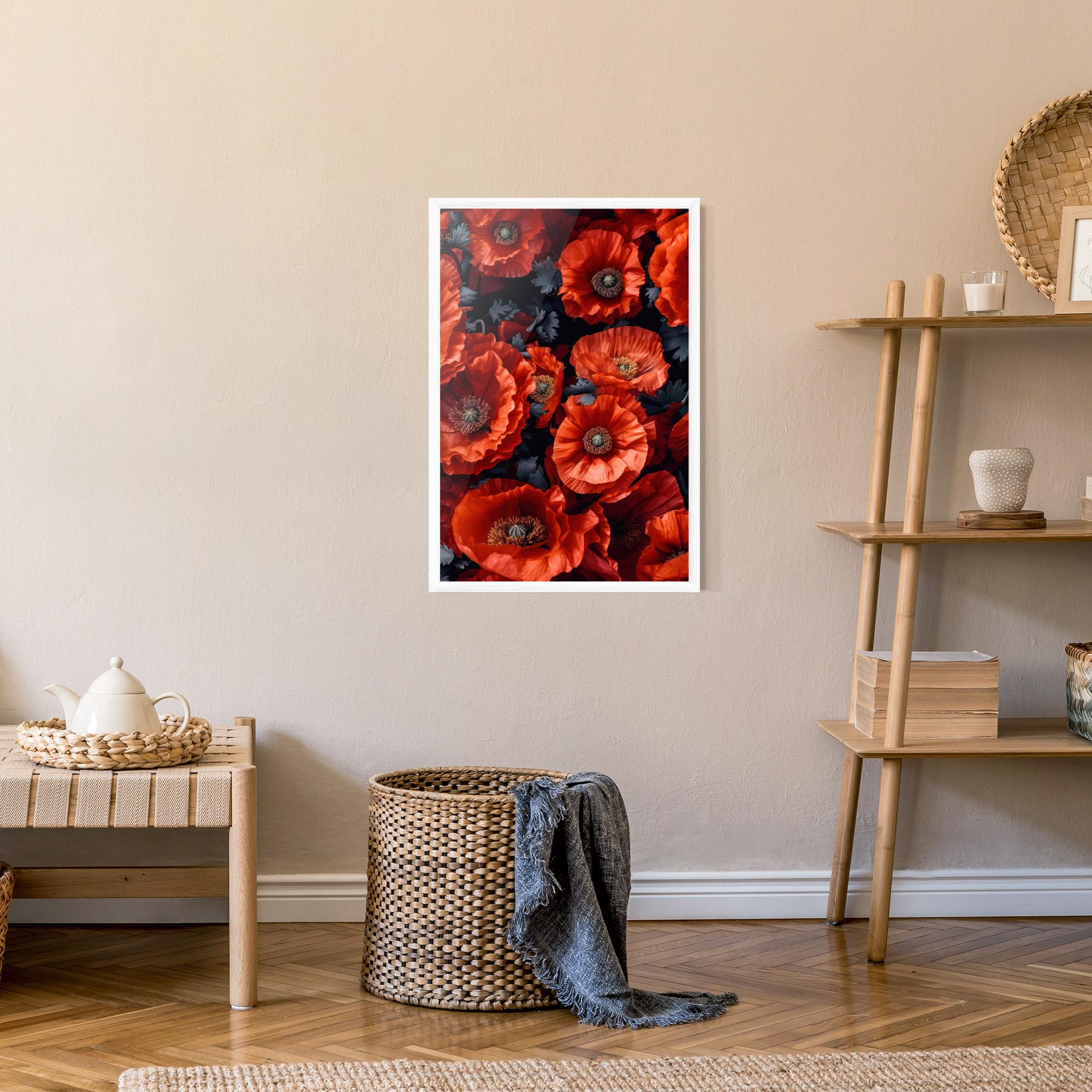 Gerahmte Poster Black Red Poppies mockup 9