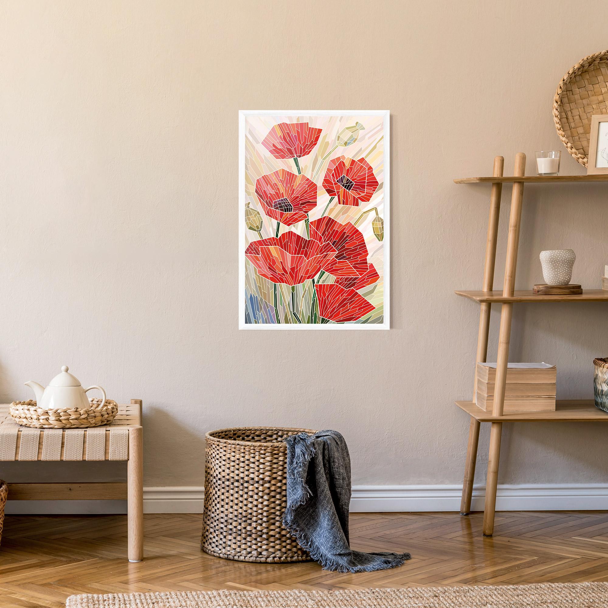 Gerahmte Poster Poppy Stained Glass mockup 9