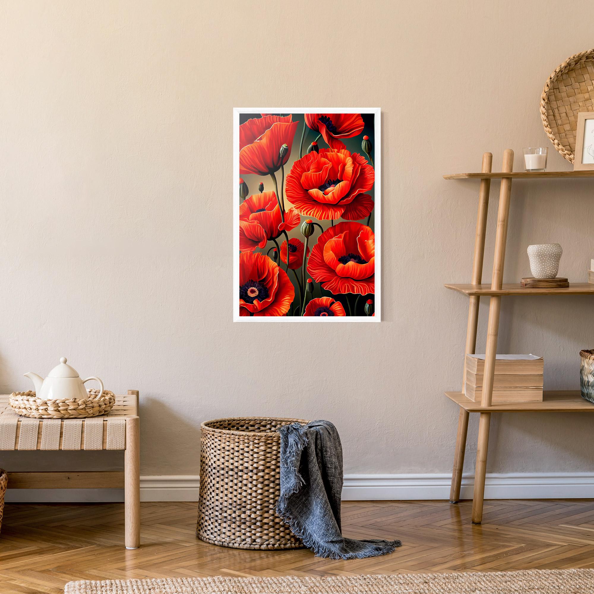 Gerahmte Poster Pretty Poppy On Green mockup 9