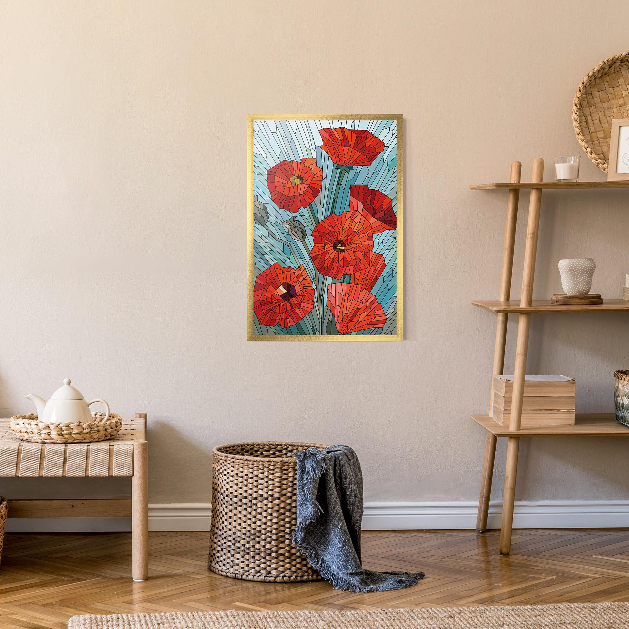 Gerahmte Poster Blue Glass Poppy mockup 9
