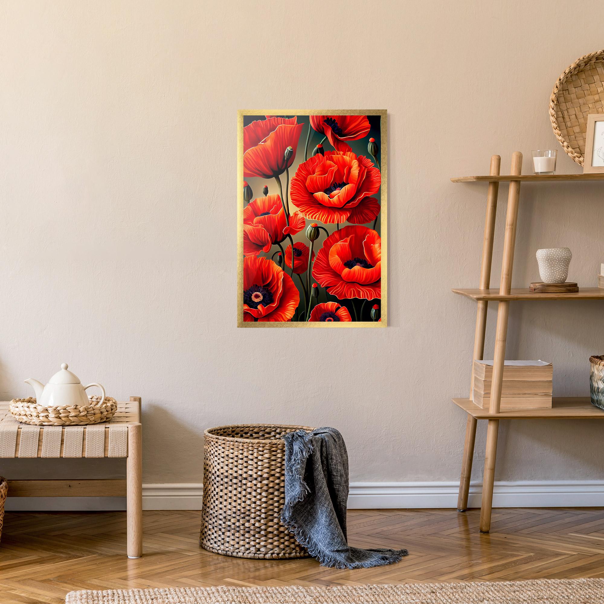 Gerahmte Poster Pretty Poppy On Green mockup 9