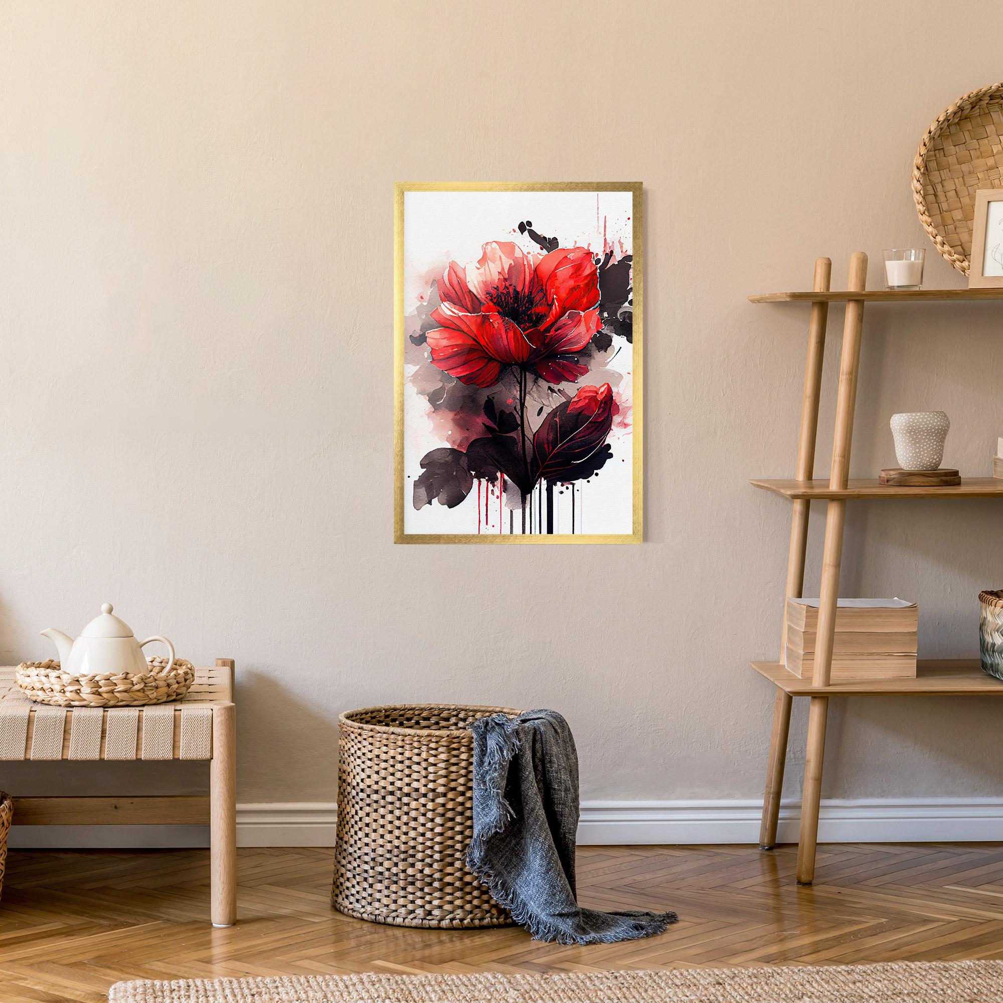 Gerahmte Poster Watercolor Poppy mockup 9