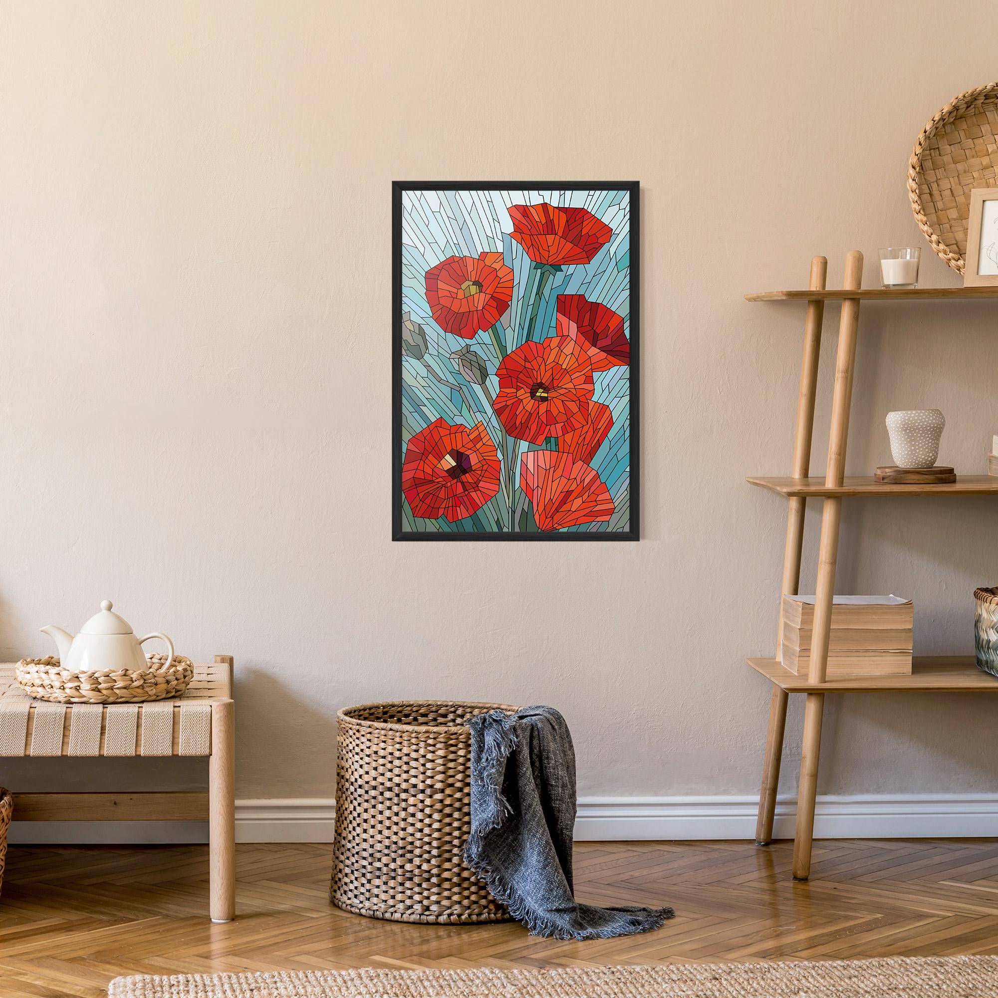 Gerahmte Poster Blue Glass Poppy mockup 9
