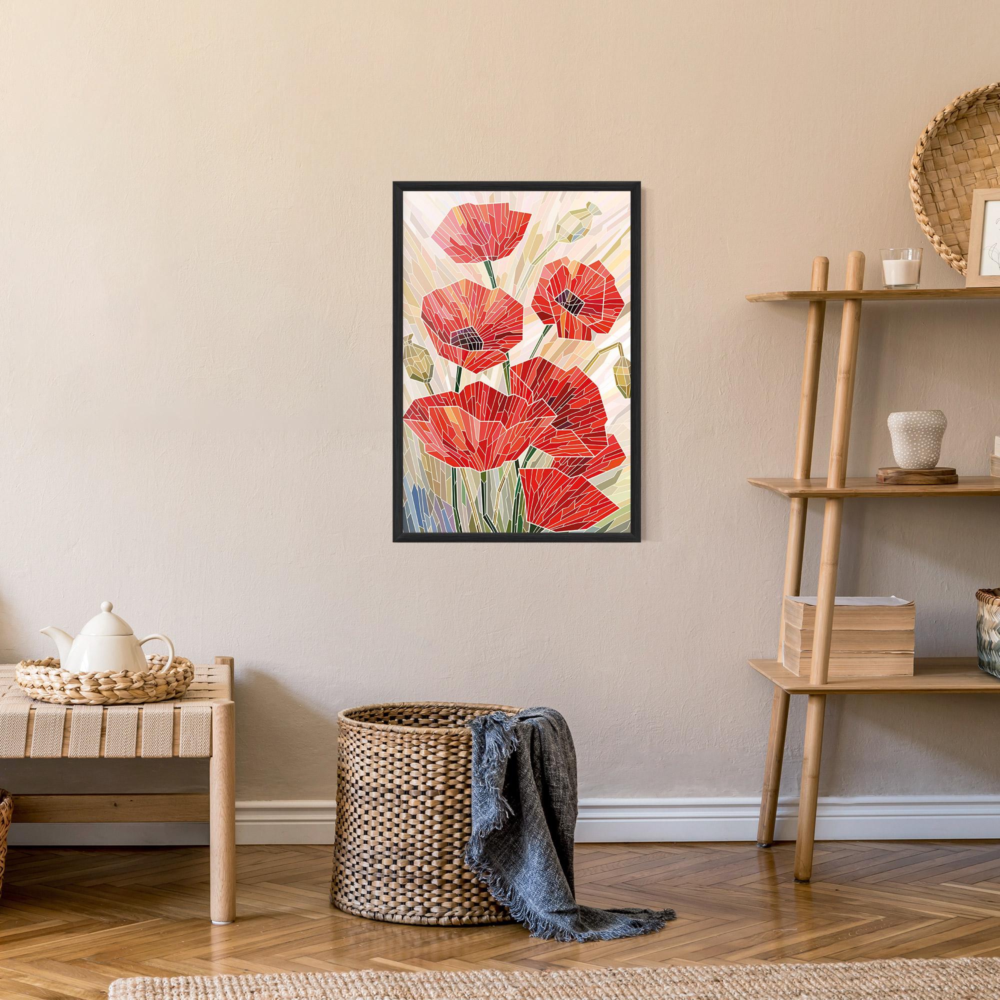 Gerahmte Poster Poppy Stained Glass mockup 9