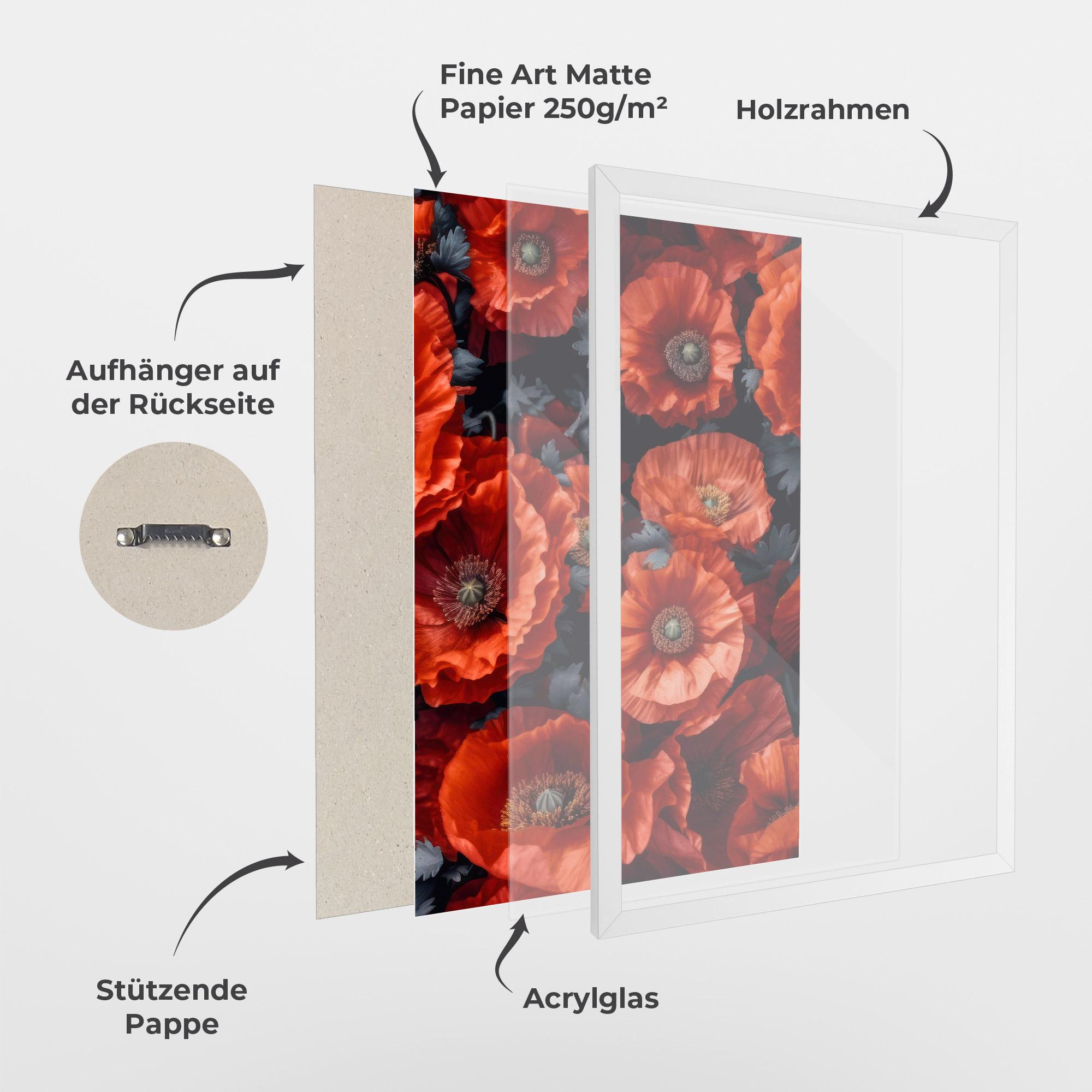 Gerahmte Poster Black Red Poppies mockup 1