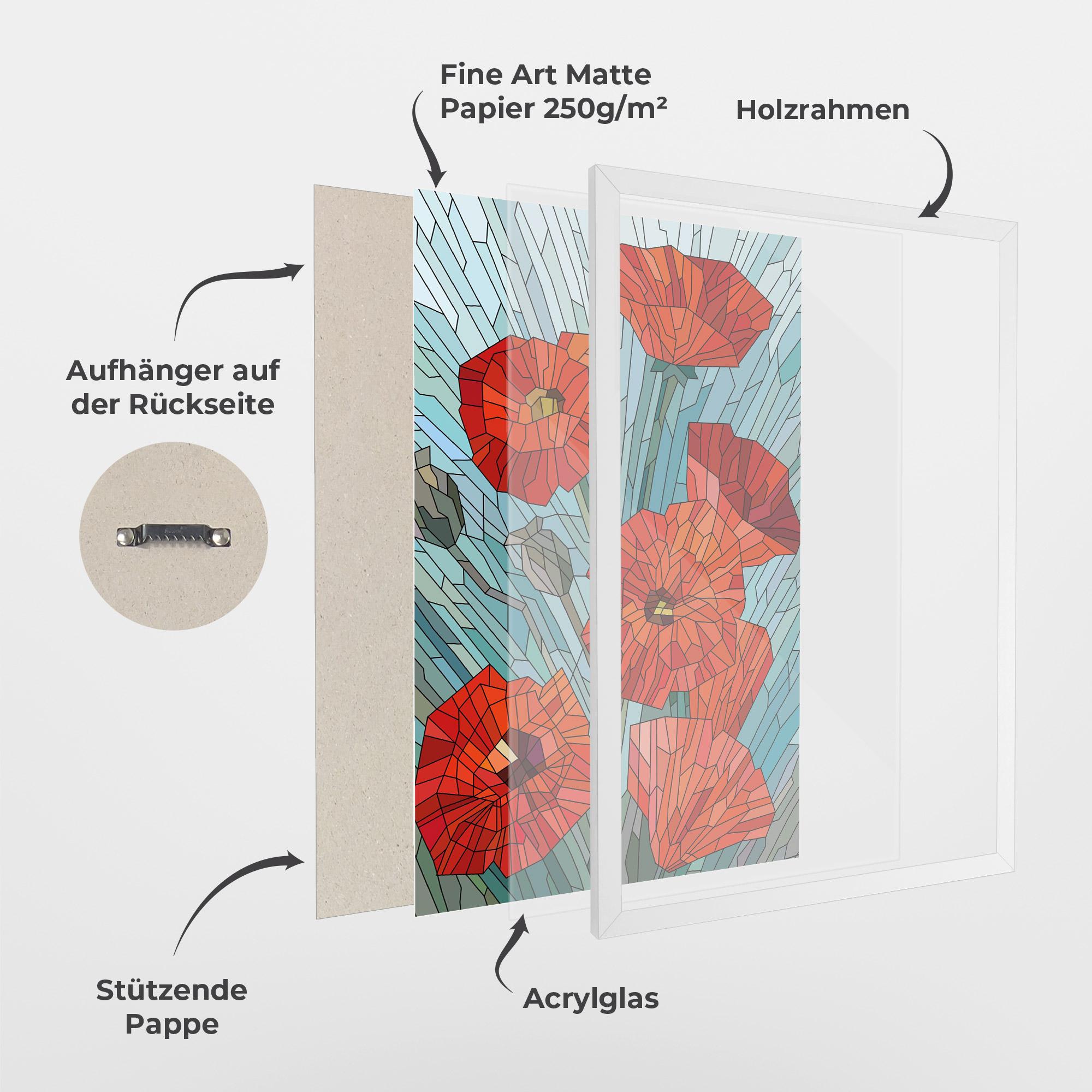 Gerahmte Poster Blue Glass Poppy mockup 1