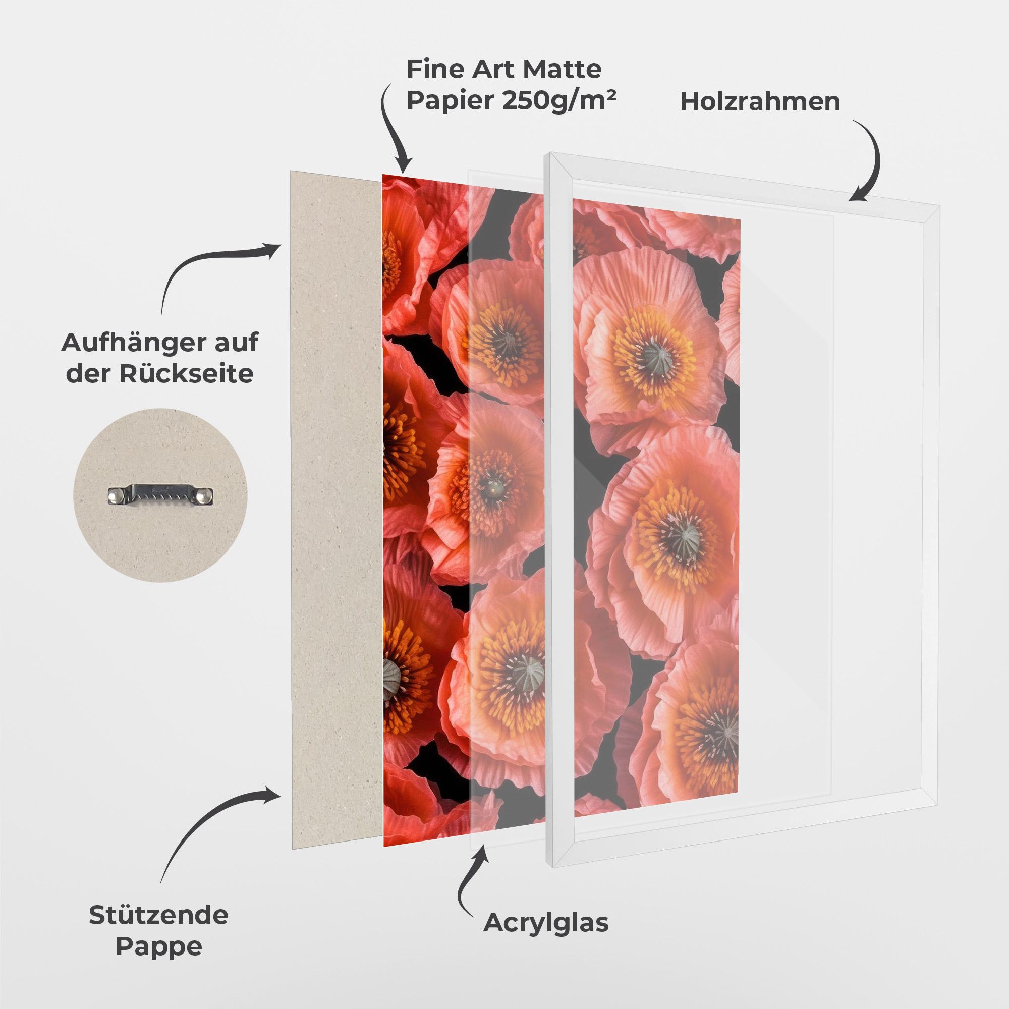 Gerahmte Poster Light Red Poppies mockup 1