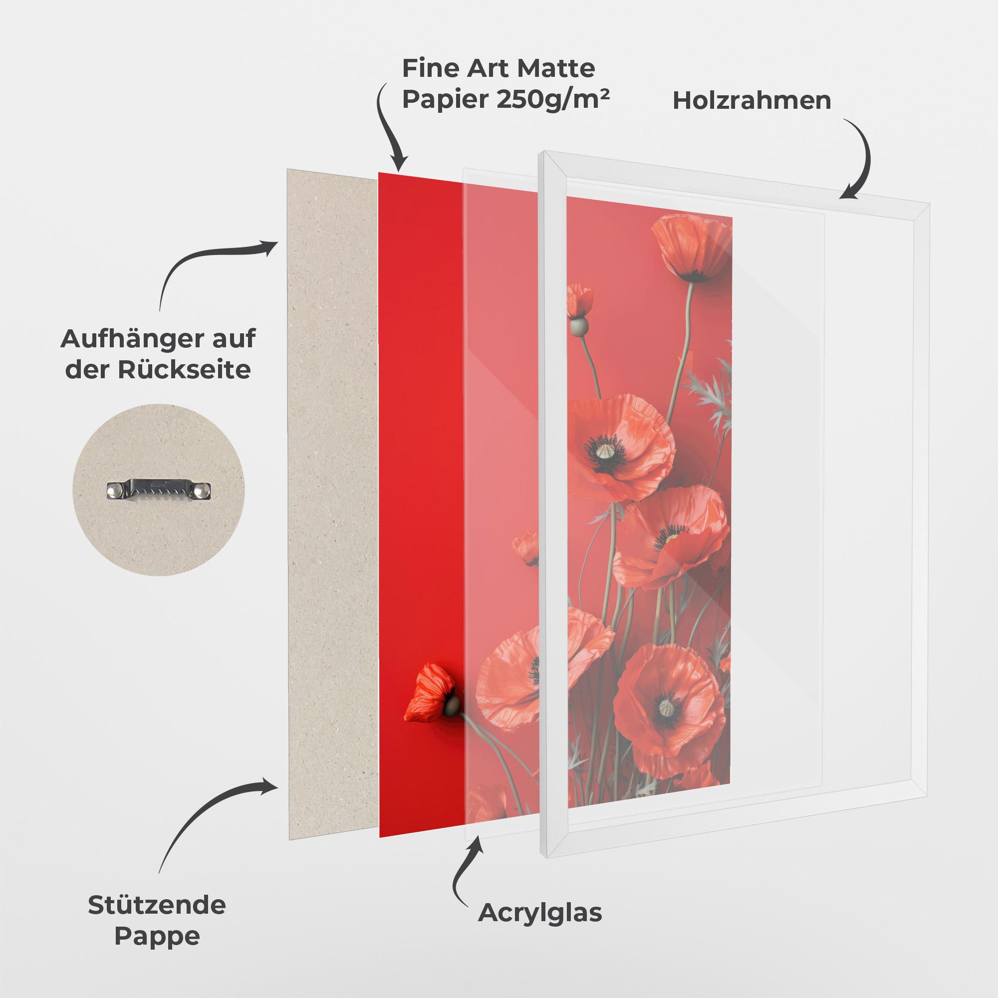 Gerahmte Poster Poppies On The Table mockup 1