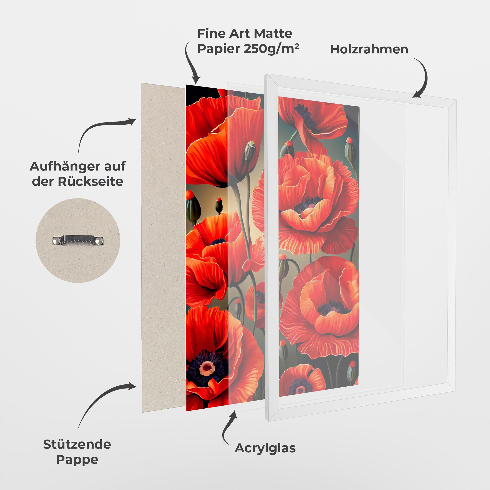 Gerahmte Poster Pretty Poppy On Green mockup 1