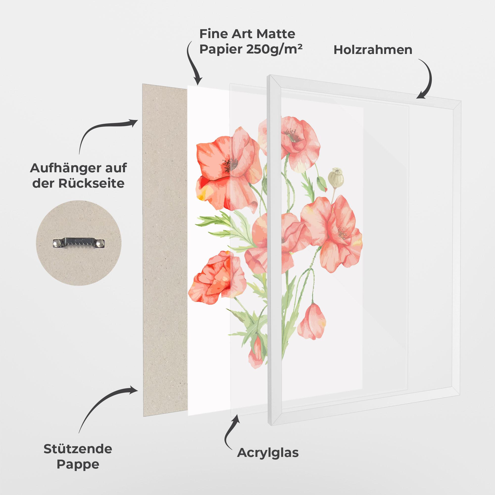 Gerahmte Poster Red Pastel Poppy mockup 1