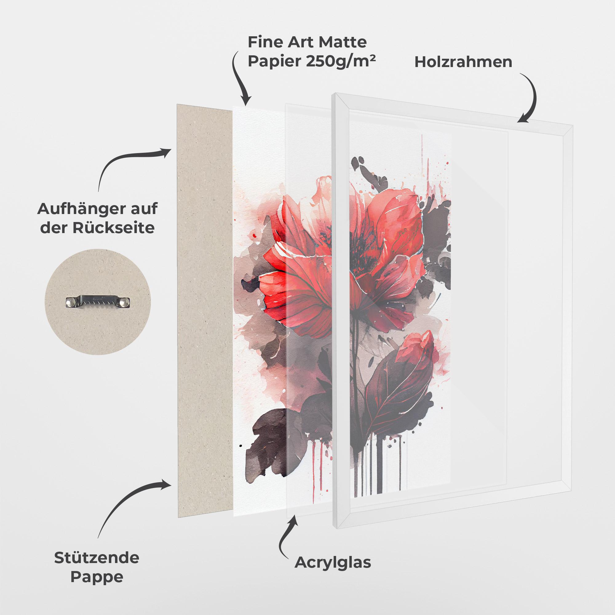 Gerahmte Poster Watercolor Poppy mockup 1
