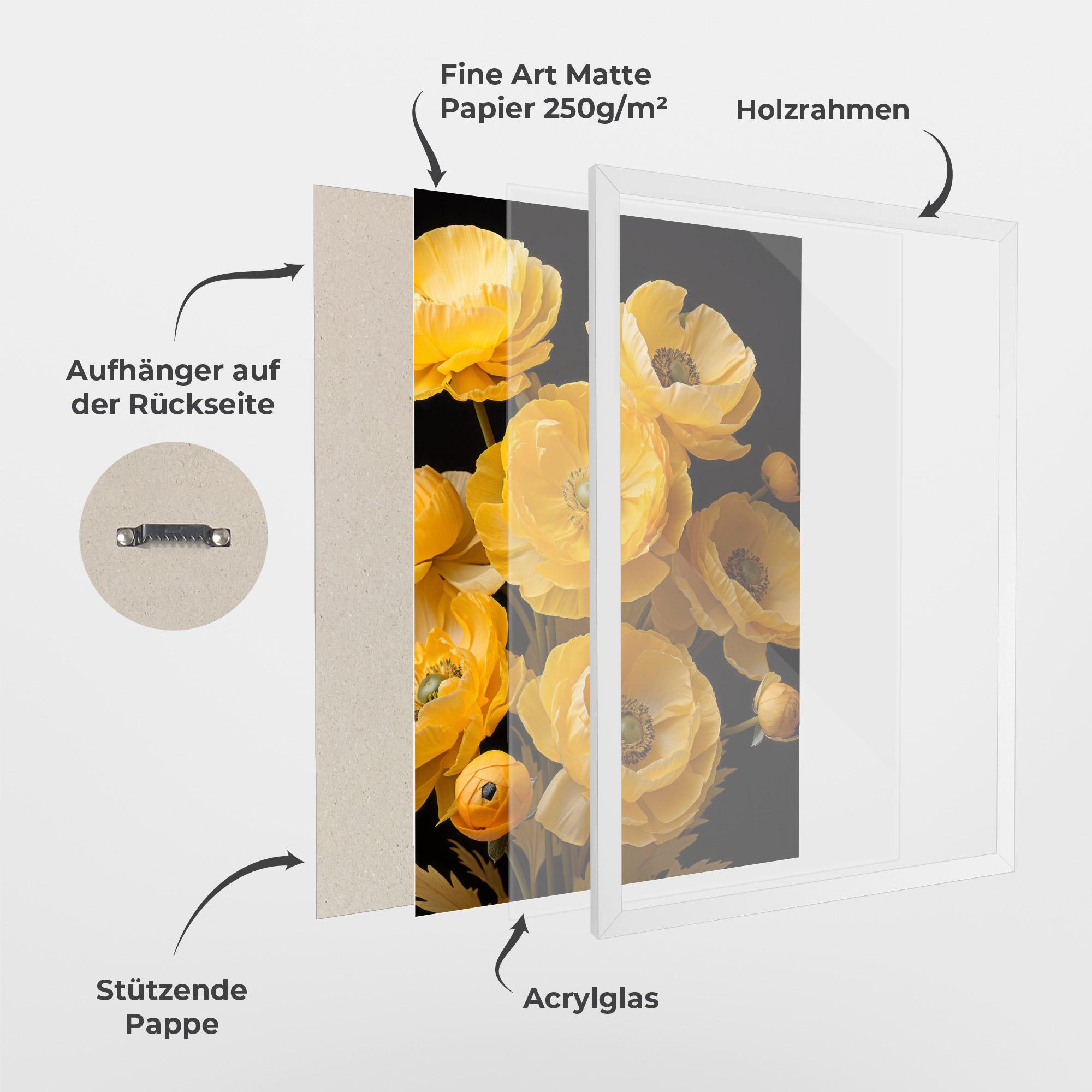 Gerahmte Poster Yellow Poppy mockup 1