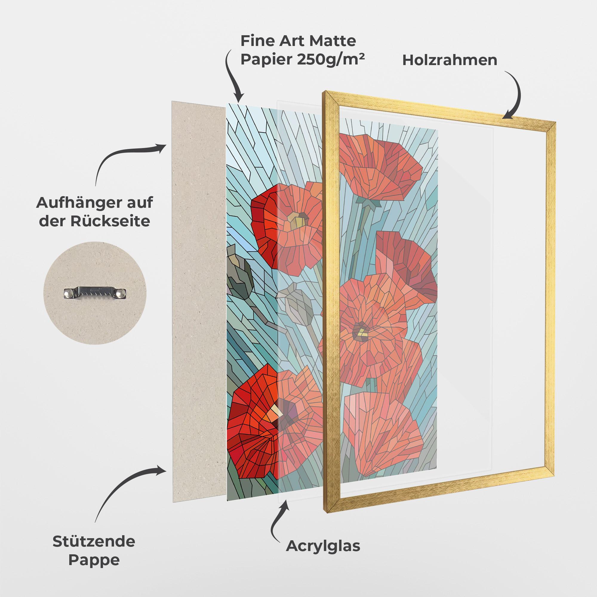 Gerahmte Poster Blue Glass Poppy mockup 1