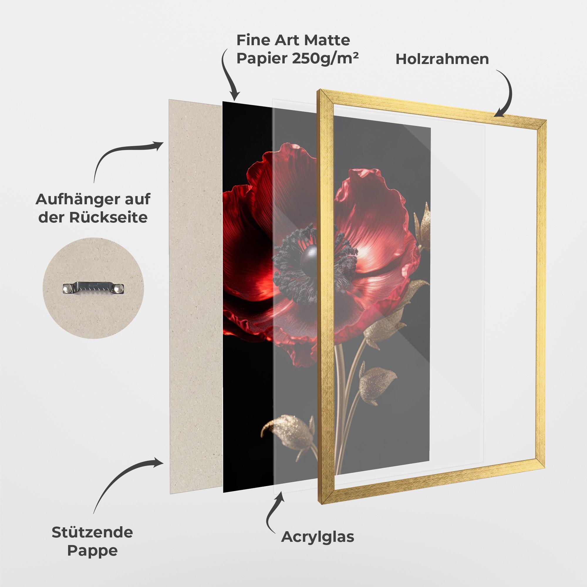 Gerahmte Poster Dark Red Poppy mockup 1