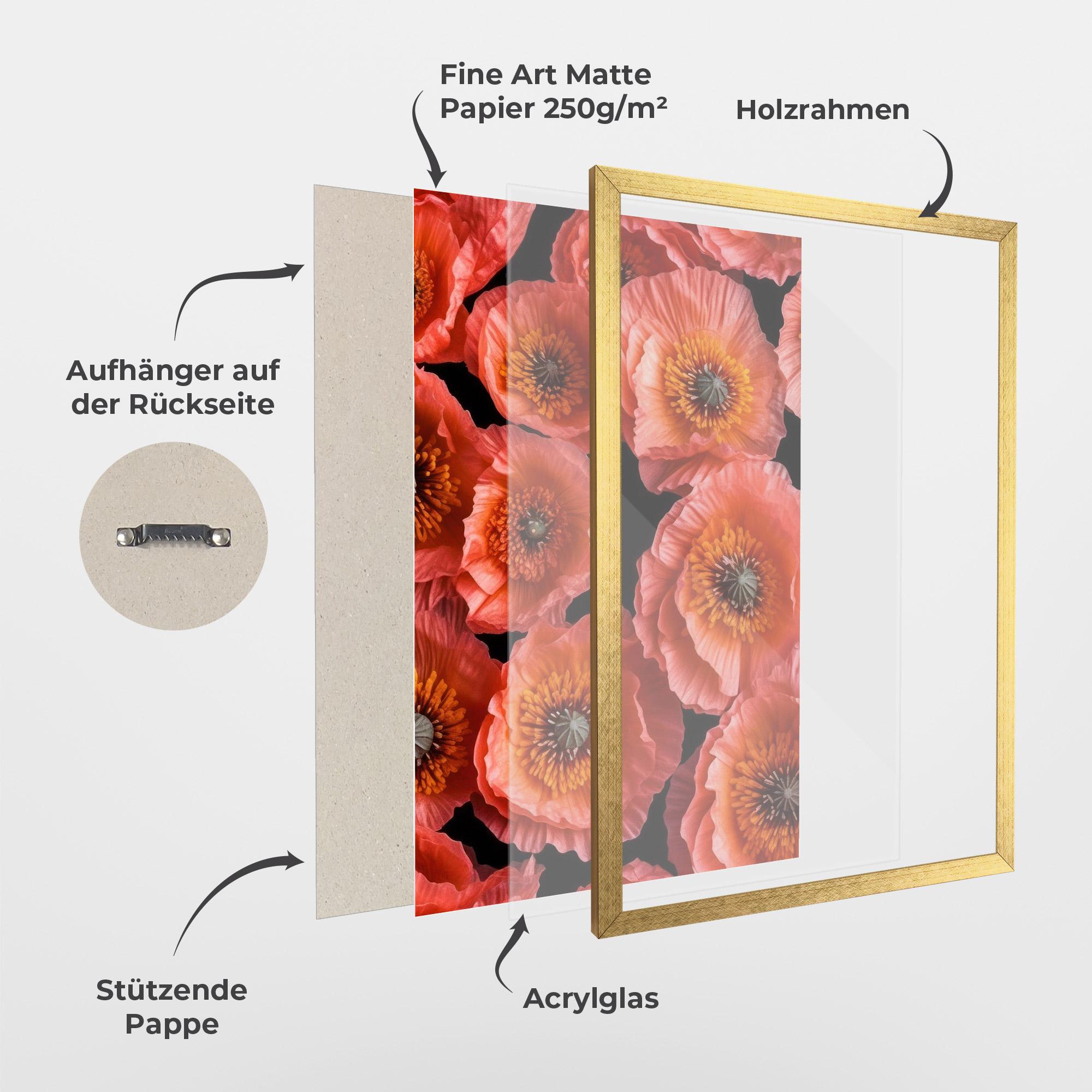 Gerahmte Poster Light Red Poppies mockup 1