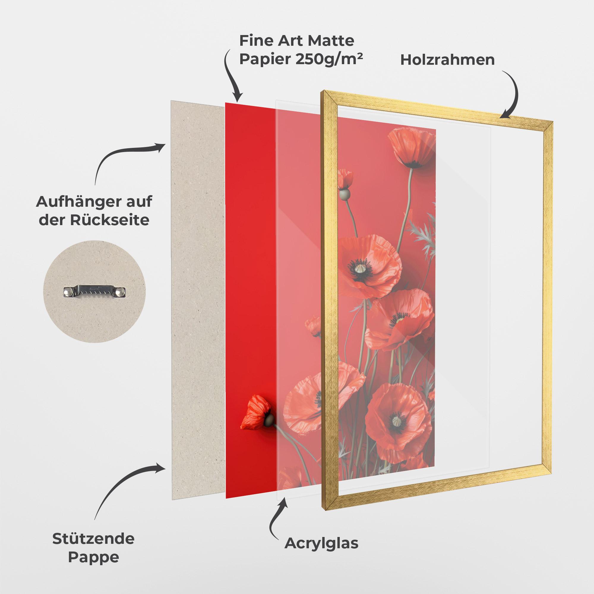 Gerahmte Poster Poppies On The Table mockup 1