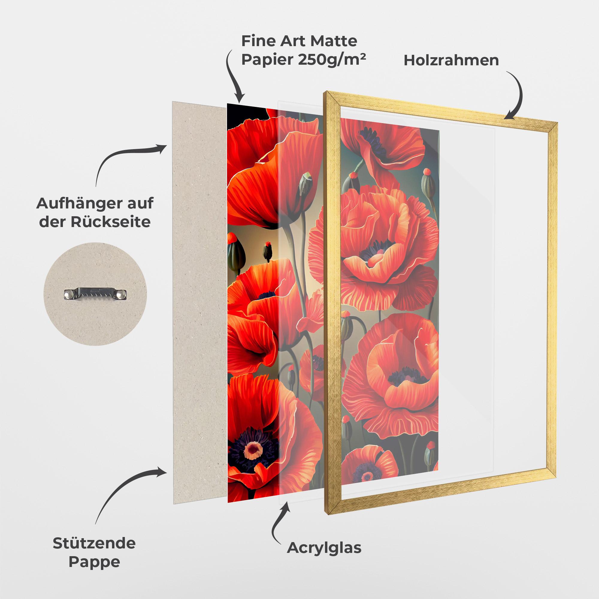 Gerahmte Poster Pretty Poppy On Green mockup 1