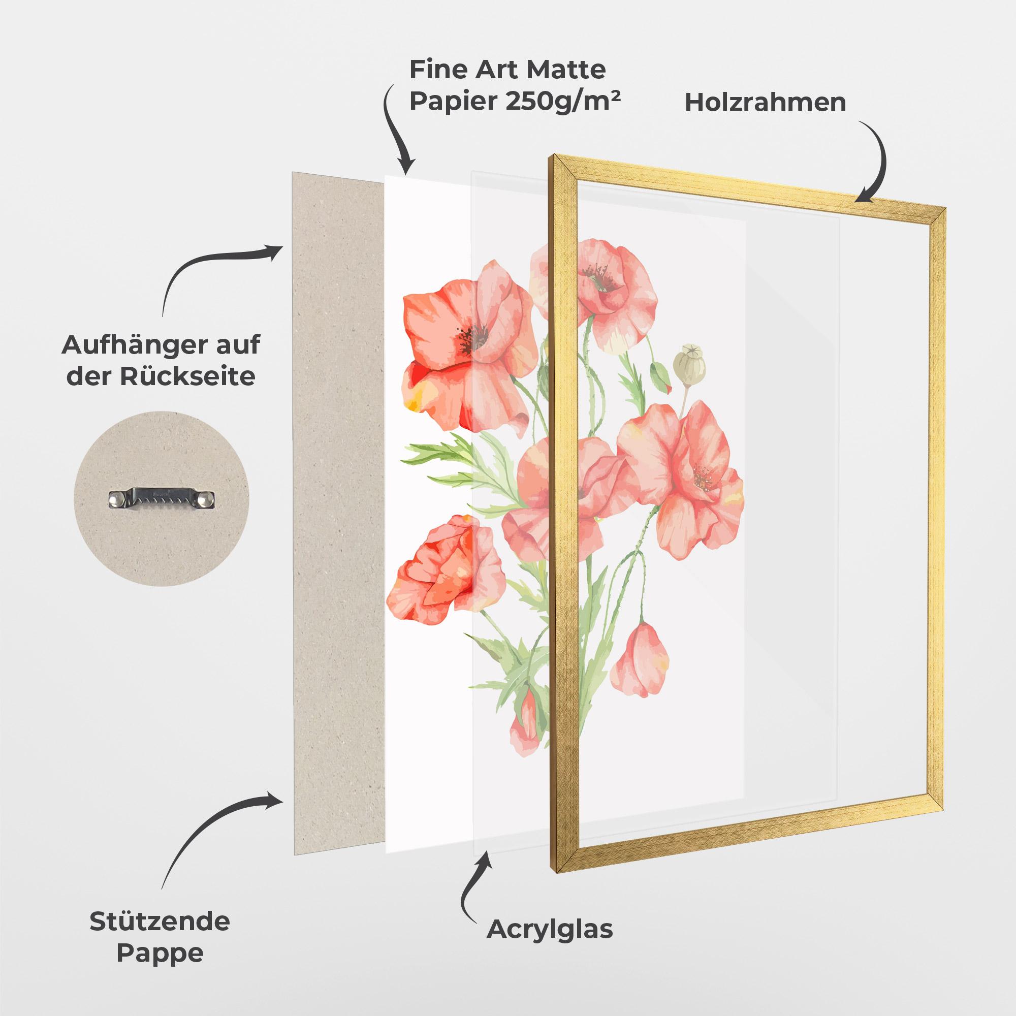 Gerahmte Poster Red Pastel Poppy mockup 1