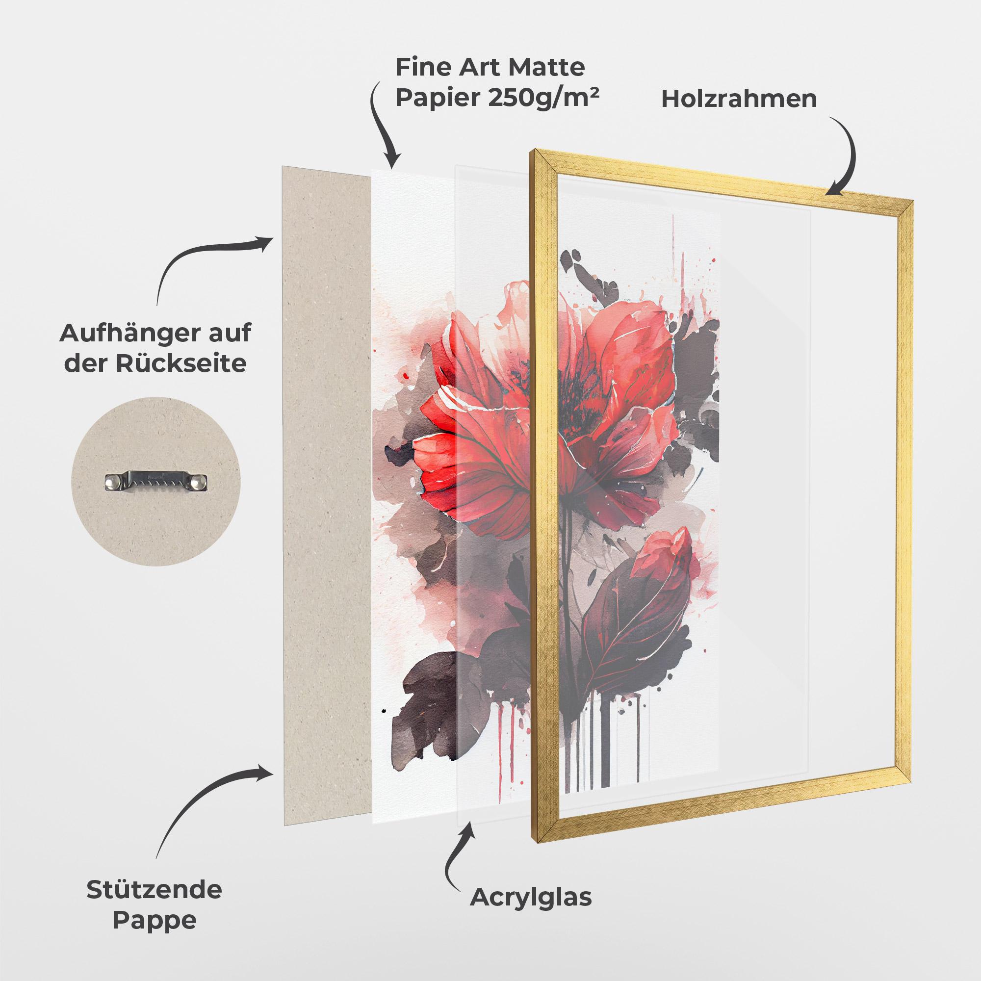 Gerahmte Poster Watercolor Poppy mockup 1