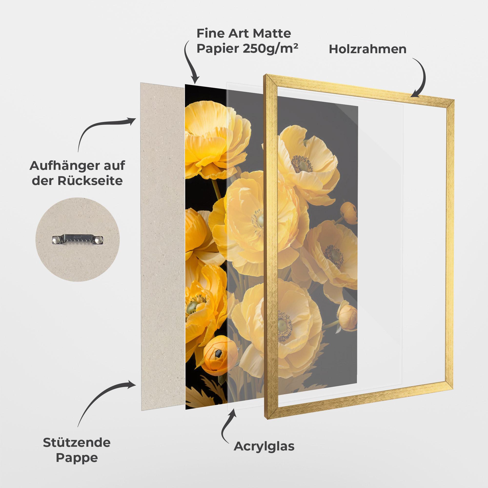 Gerahmte Poster Yellow Poppy mockup 1