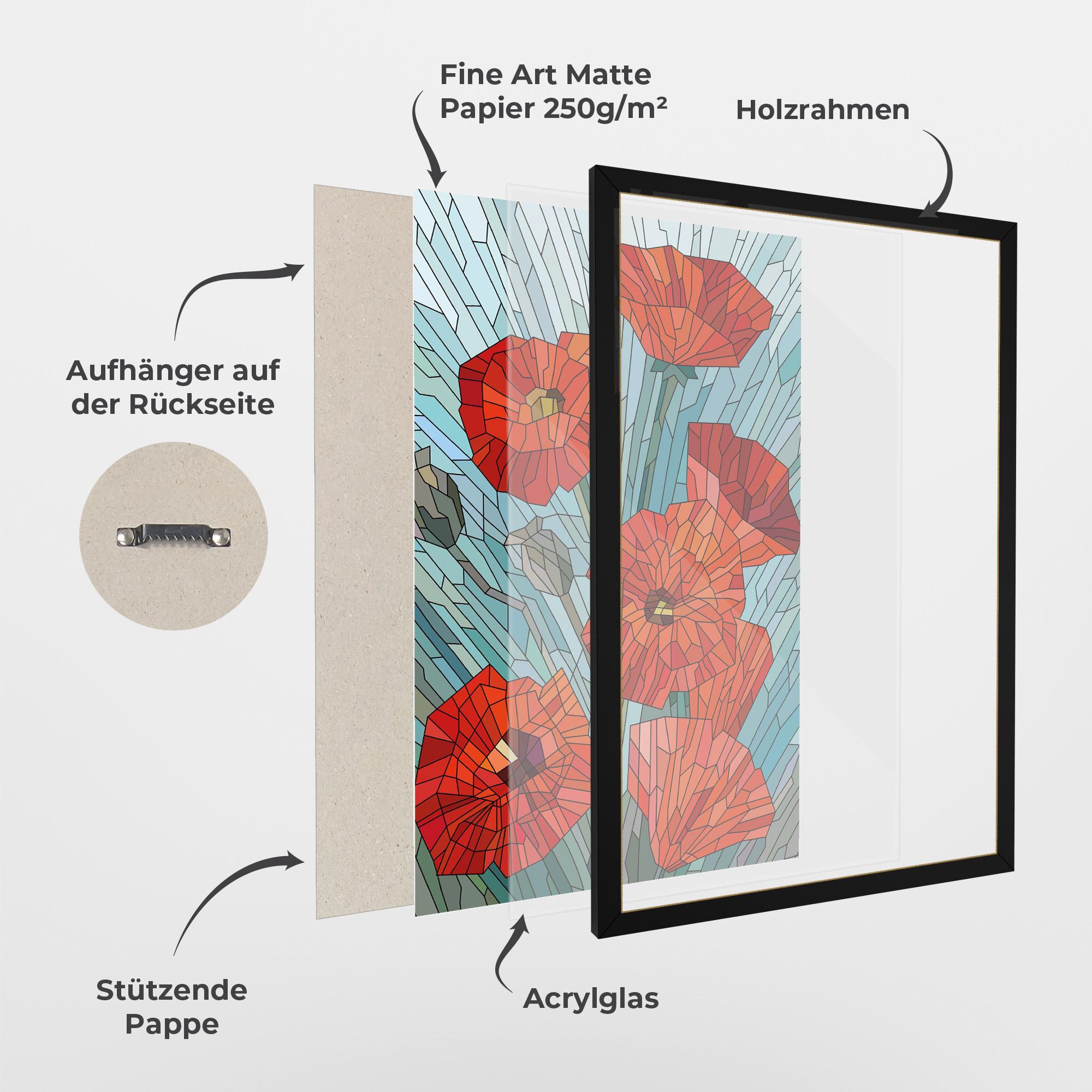 Gerahmte Poster Blue Glass Poppy mockup 1