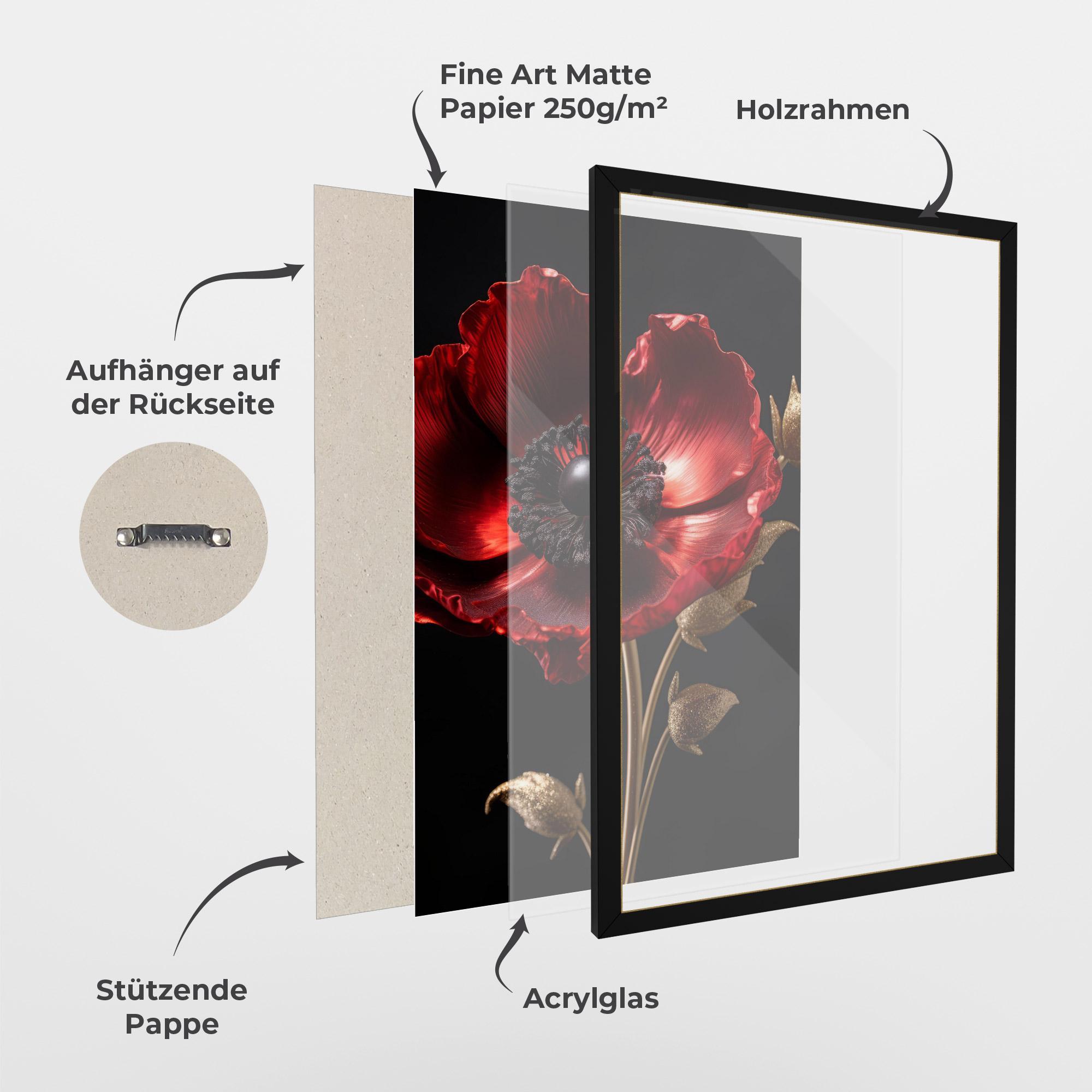 Gerahmte Poster Dark Red Poppy mockup 1