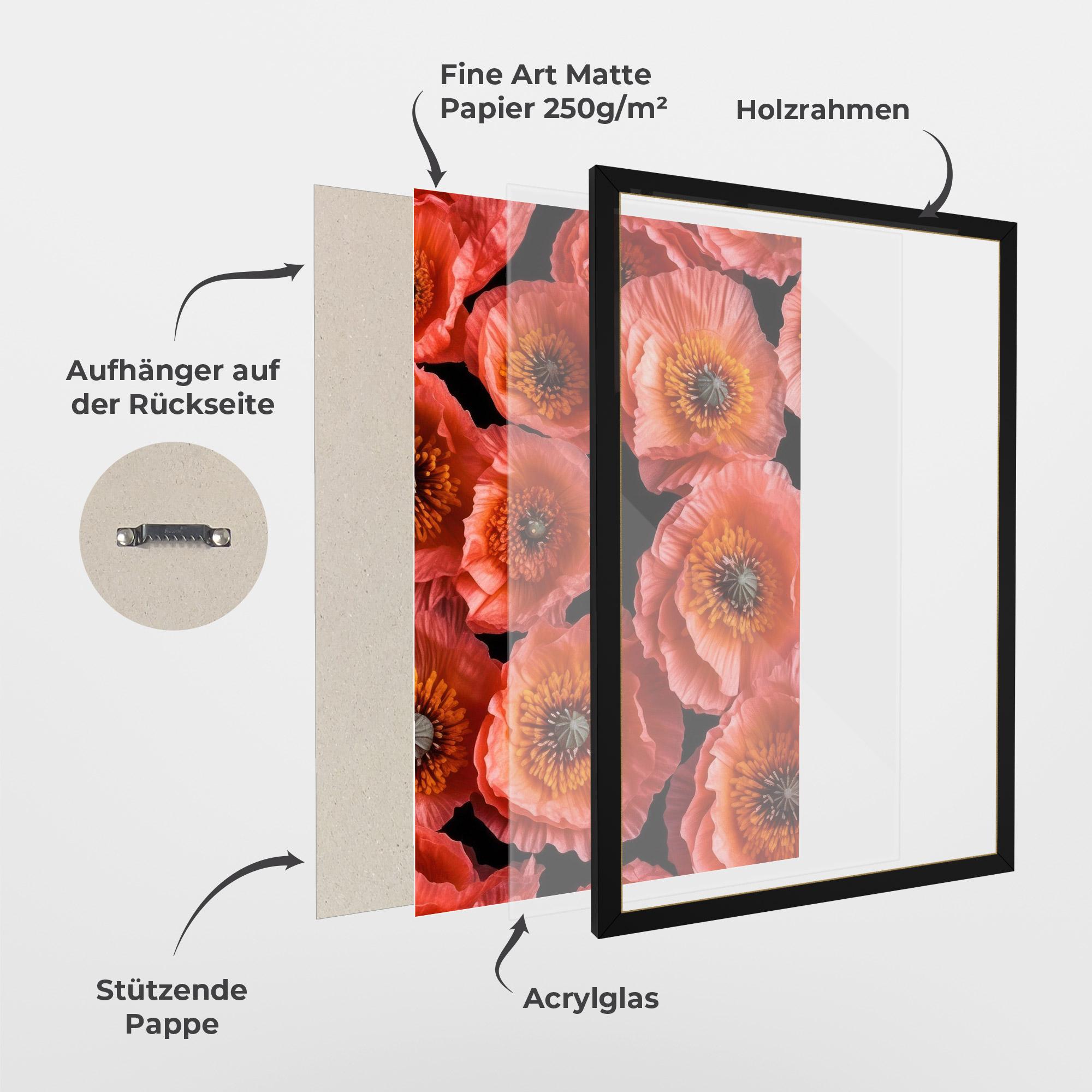 Gerahmte Poster Light Red Poppies mockup 1