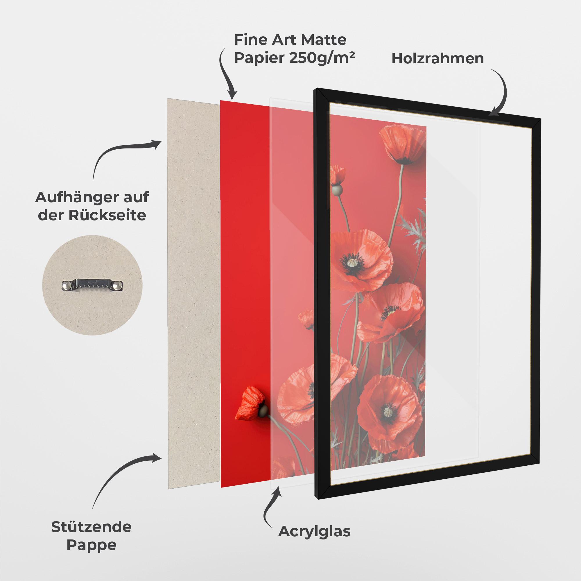 Gerahmte Poster Poppies On The Table mockup 1