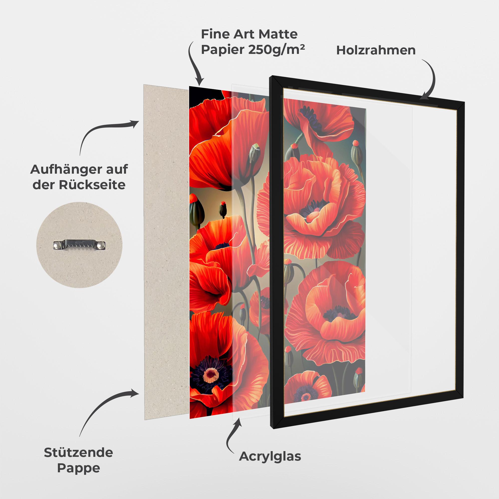 Gerahmte Poster Pretty Poppy On Green mockup 1